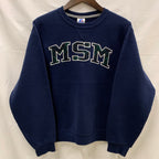 【中古】【古着】Russell Athletic プリント トレーナー ネイビー Sサイズ
