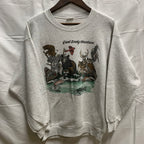 【中古】【古着】プリント スウェットトレーナー グレー