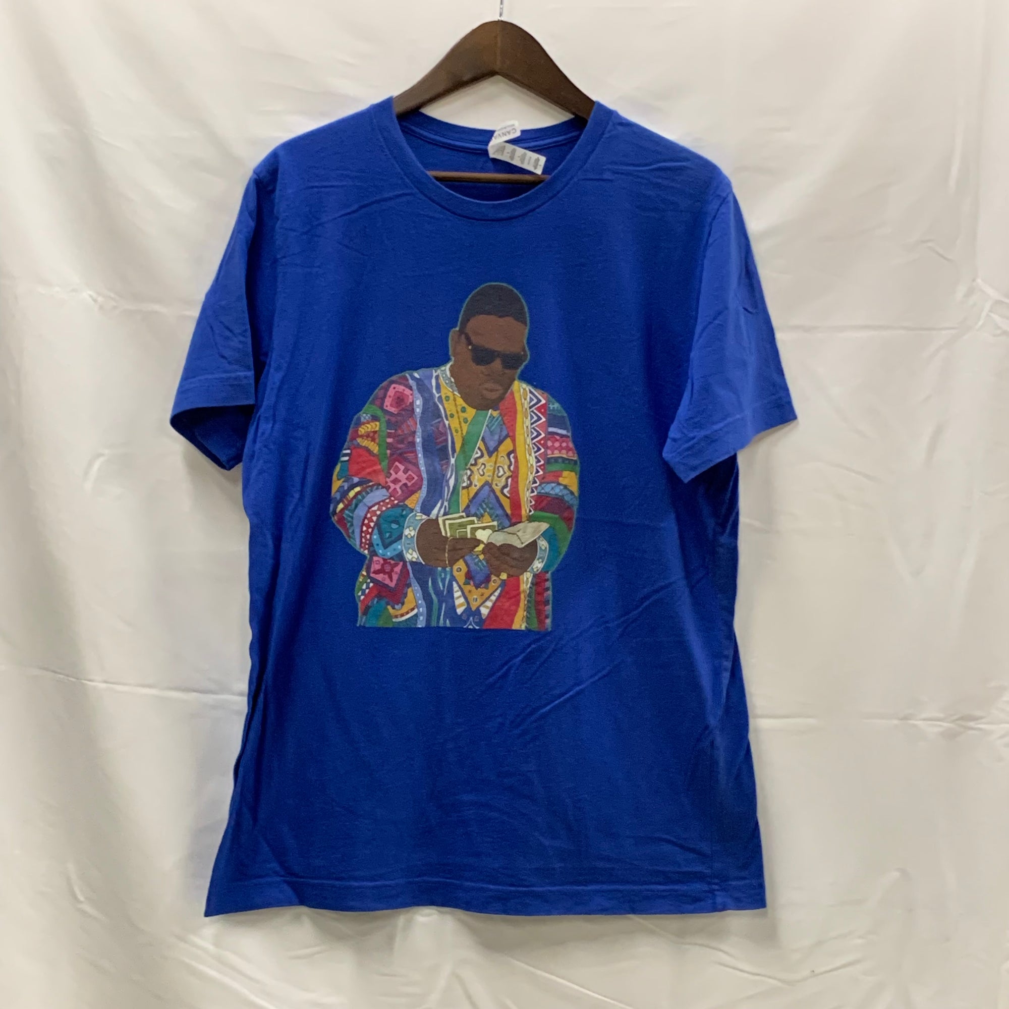 【中古】【古着】BELLA+CANVAS プリント Tシャツ ブルー Lサイズ