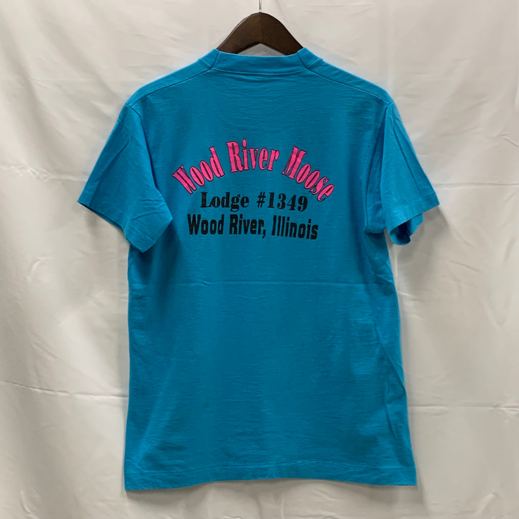 【古着】 プリント Tシャツ ターコイズ