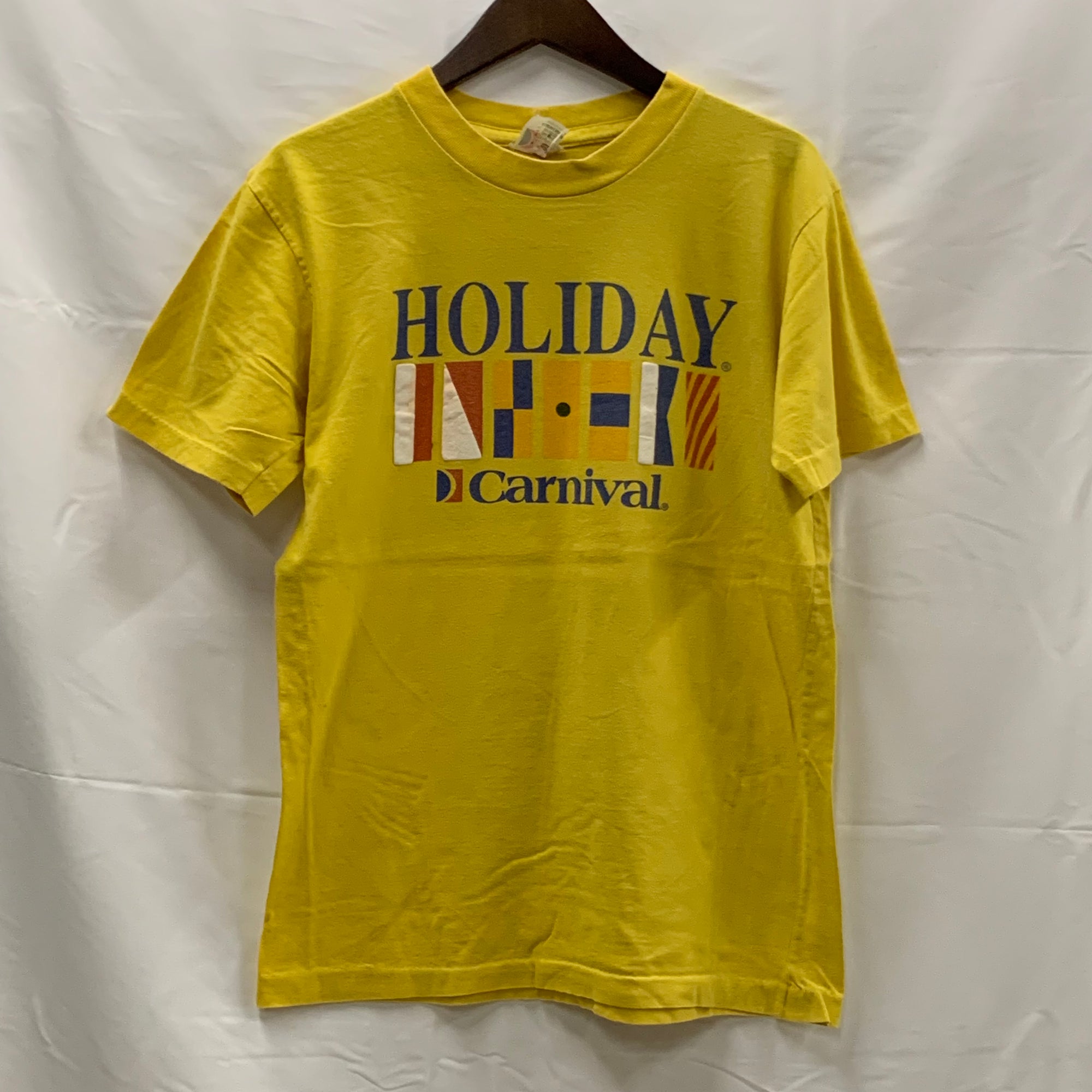 【中古】【古着】the fun ship プリント Tシャツ イエロー Lサイズ