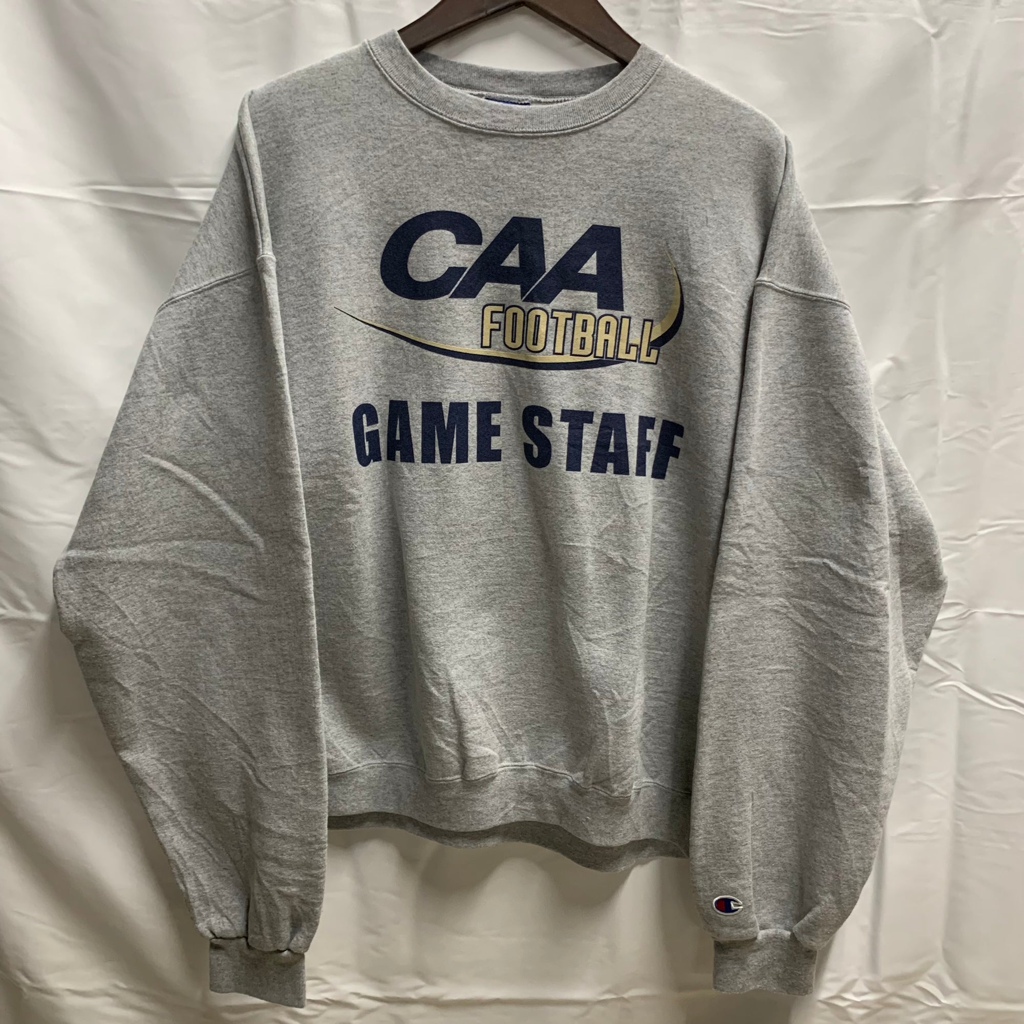 【中古】【古着】Champion ロゴ スウェットトレーナー グレー Lサイズ