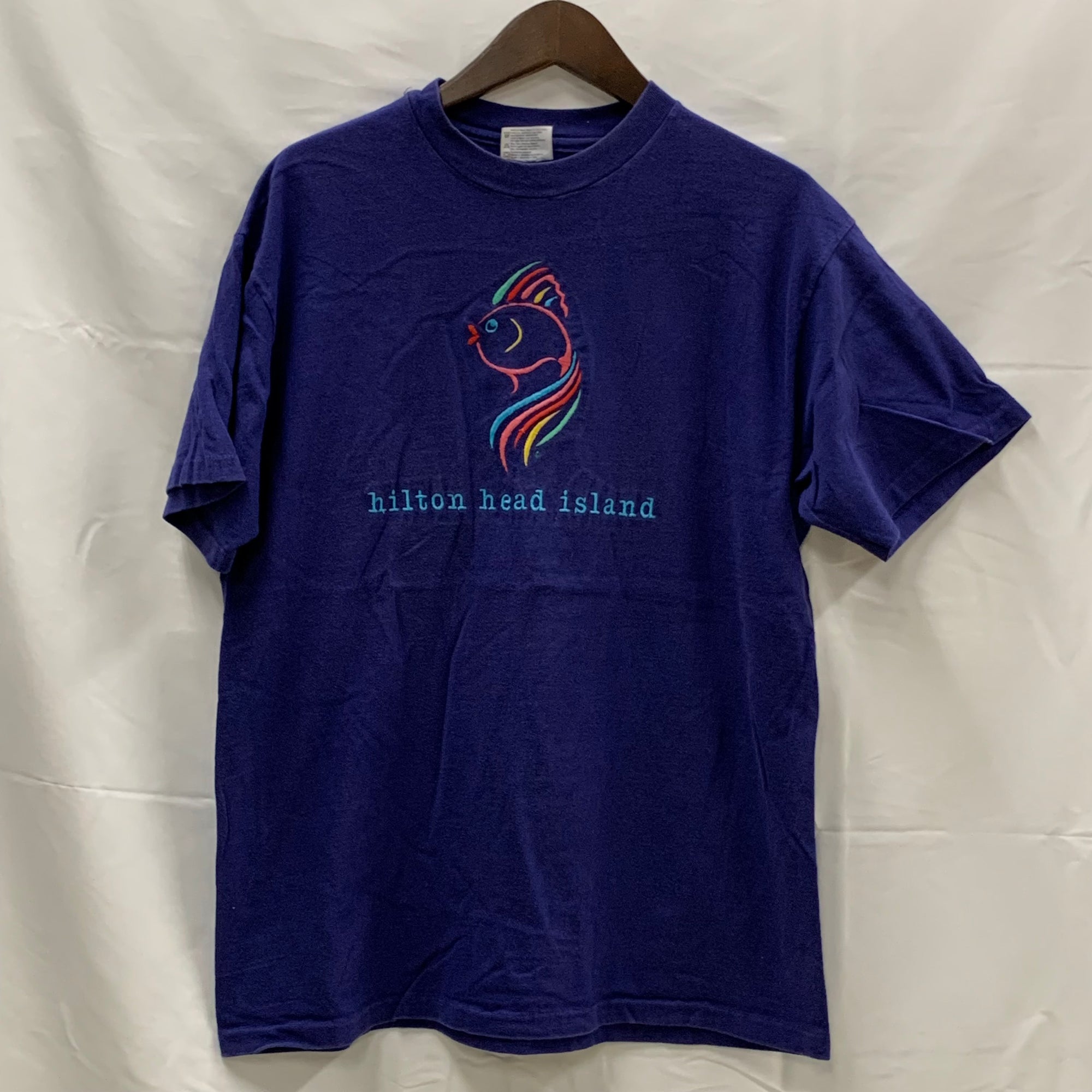 【古着】Hanes 刺繍 Tシャツ ネイビー Lサイズ
