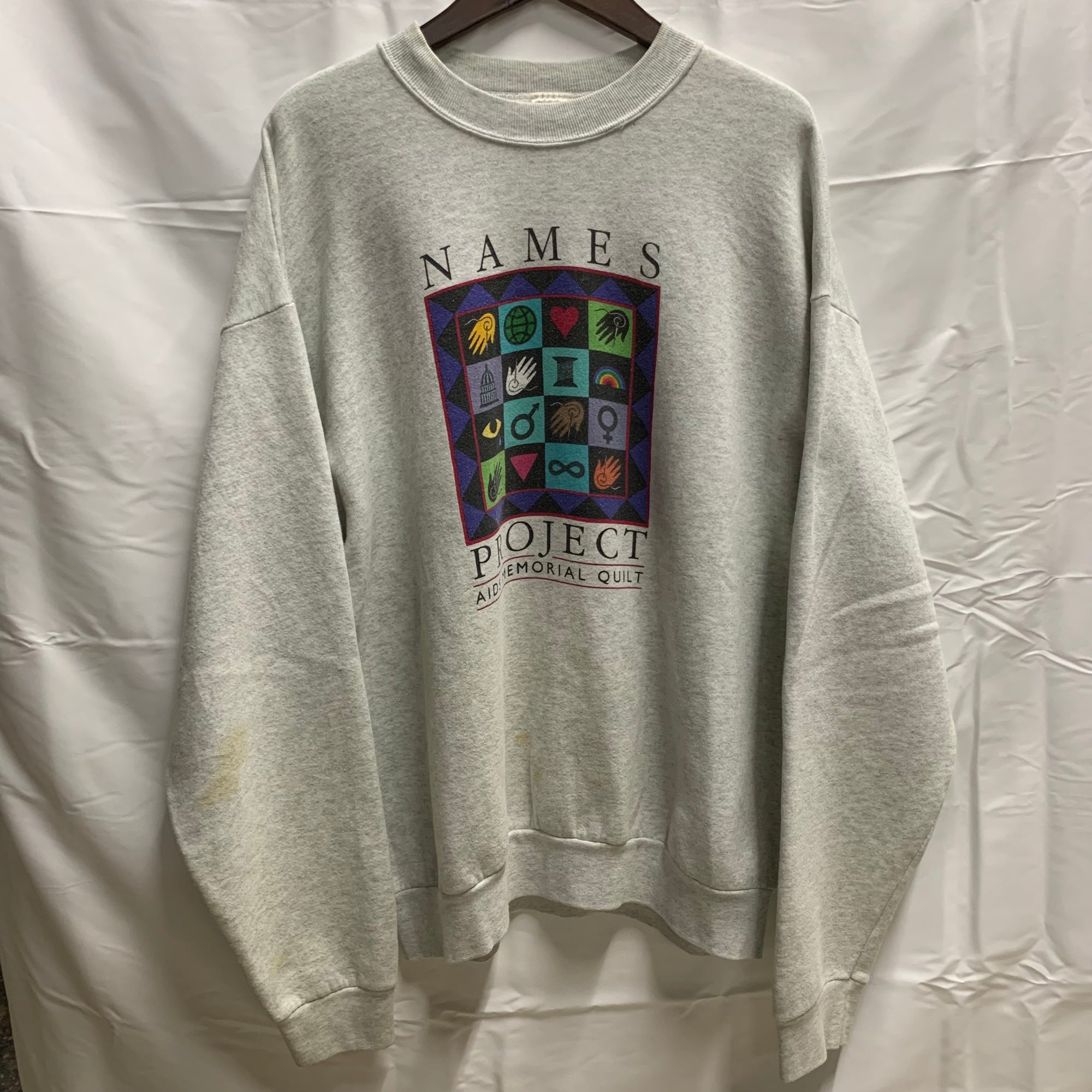 【中古】【古着】FRUIT OF THE ROOM プリント スウェットトレーナー グレー XXLサイズ