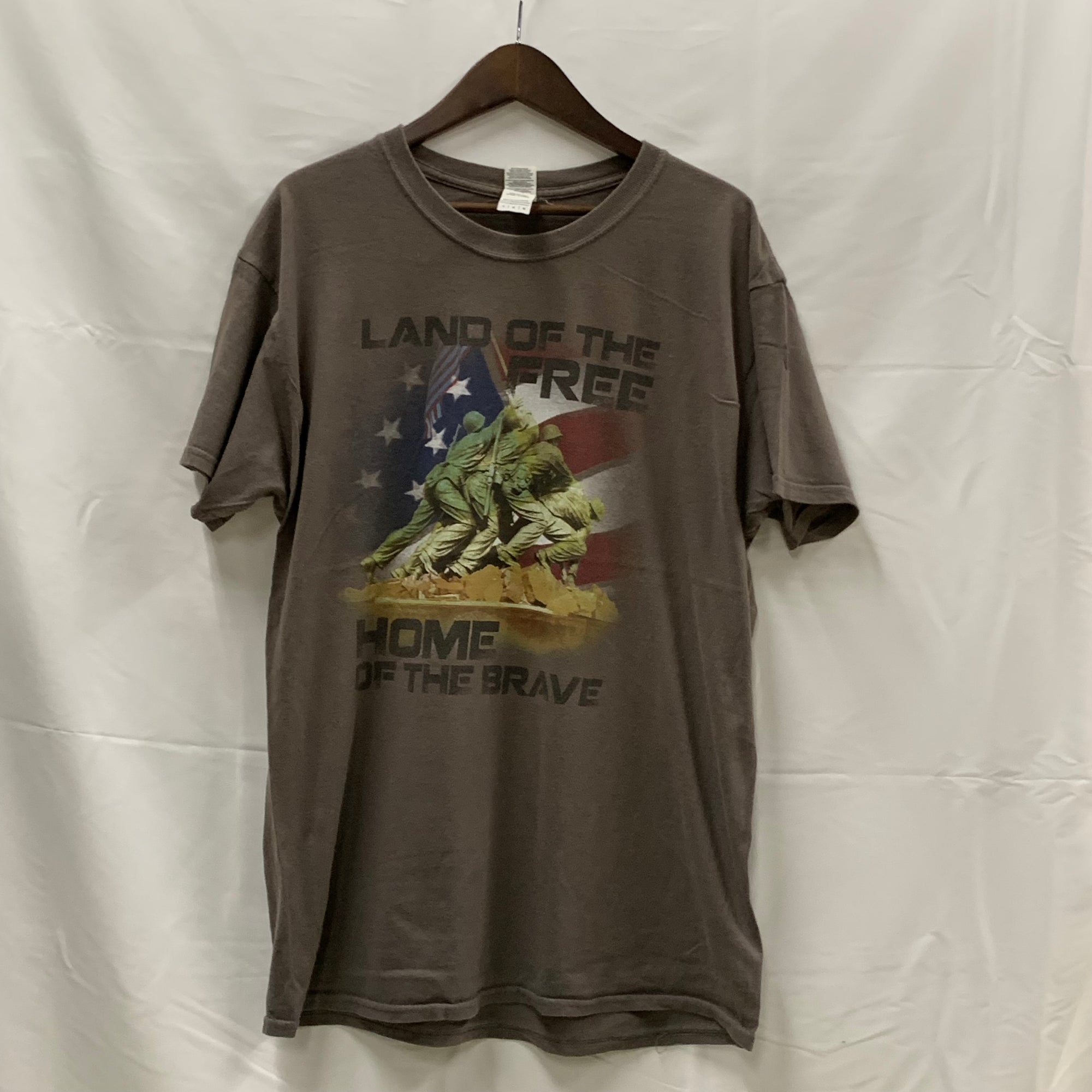 【古着】GILDAN プリント Tシャツ カーキ Lサイズ