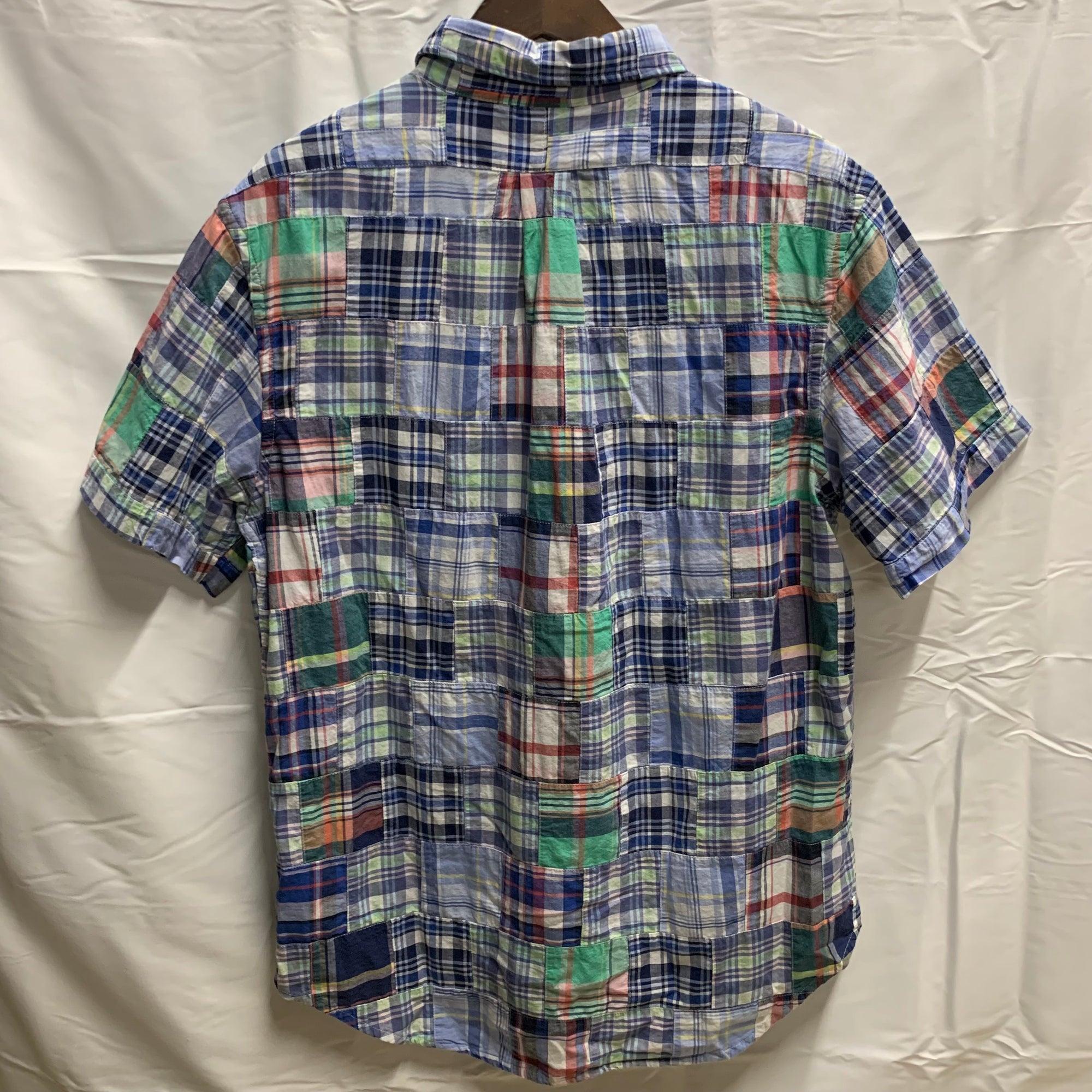 【中古】【古着】Brooks Brothers チェック S/S シャツ ブルー Lサイズ