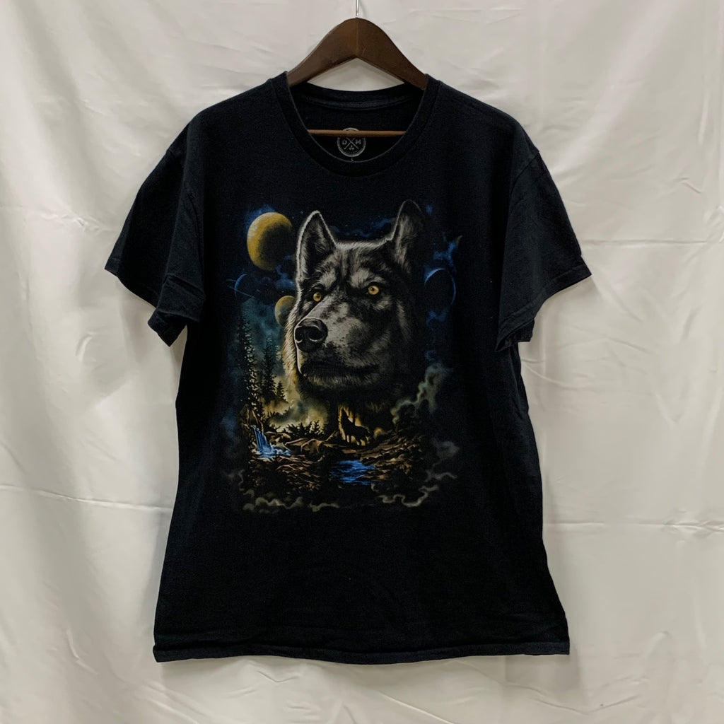 【古着】DOM プリント Tシャツ ブラック Lサイズ