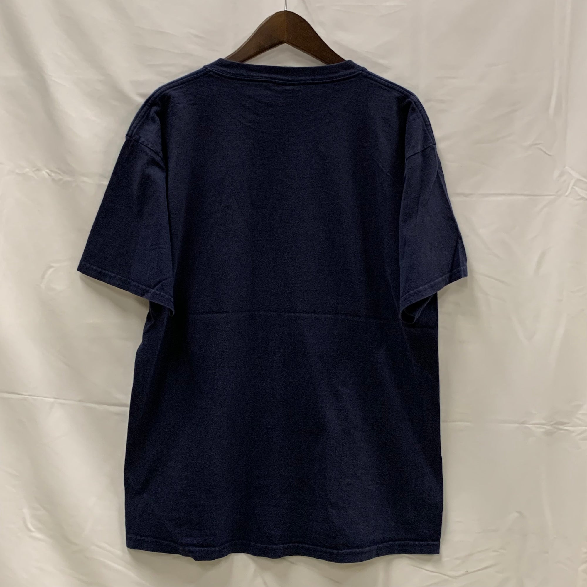 【古着】SANTEE Gold プリント Tシャツ ネイビー Lサイズ