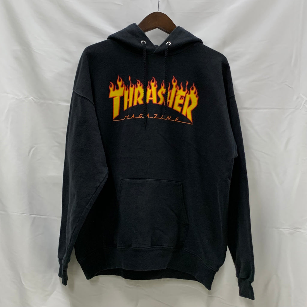 【古着】THRASHER プリント パーカー ブラック Mサイズ