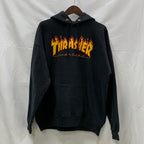 【古着】THRASHER プリント パーカー ブラック Mサイズ