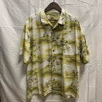 【中古】【古着】JOE MARLIN 柄 S/S アロハシャツ イエロー Lサイズ