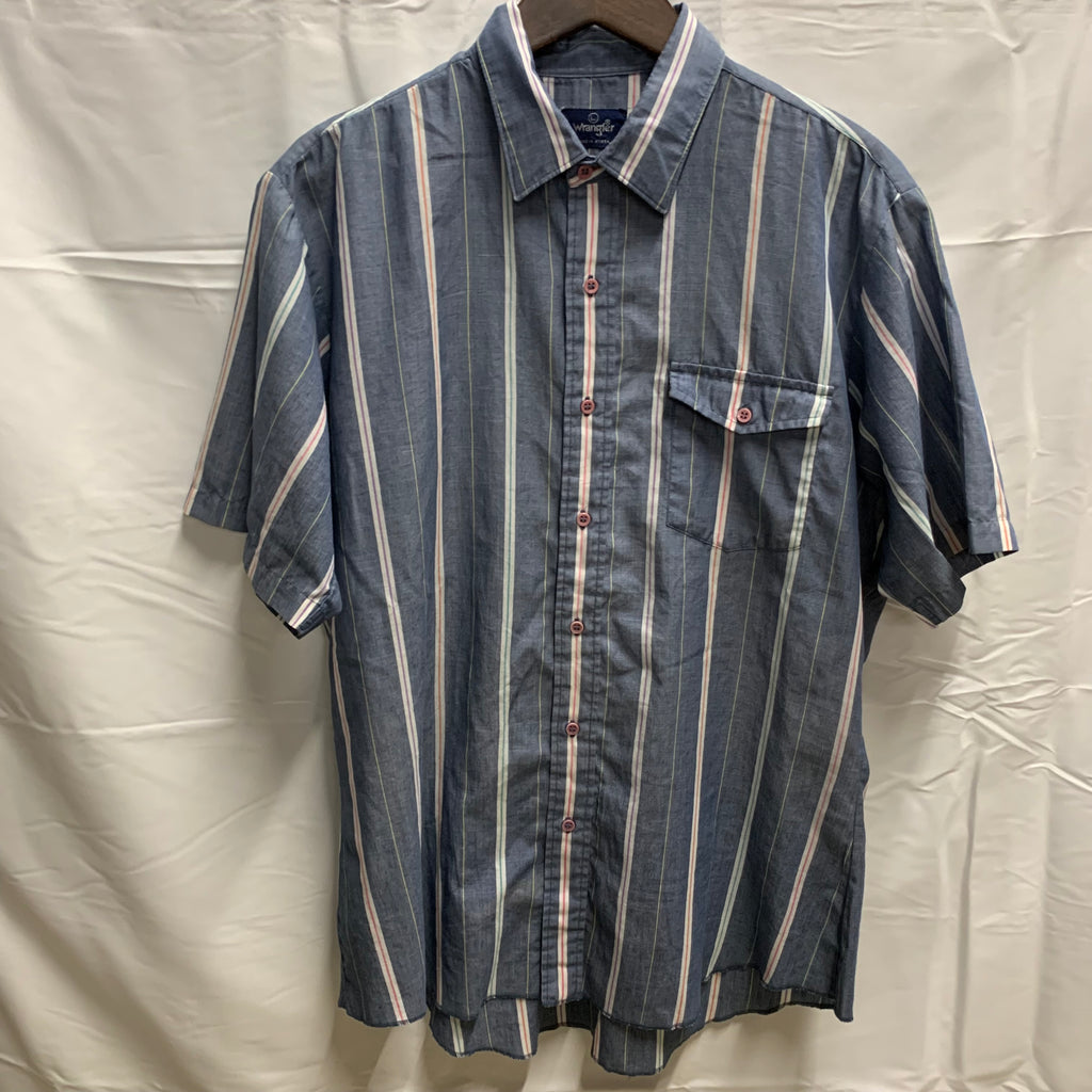 【中古】【古着】Wrangler チェック S/S シャツ ブルー Lサイズ