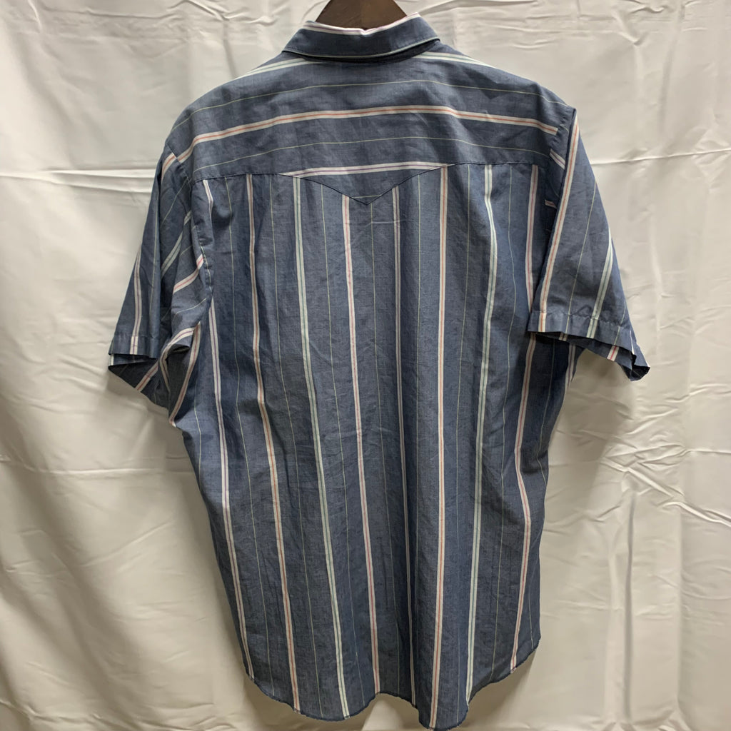 【中古】【古着】Wrangler チェック S/S シャツ ブルー Lサイズ