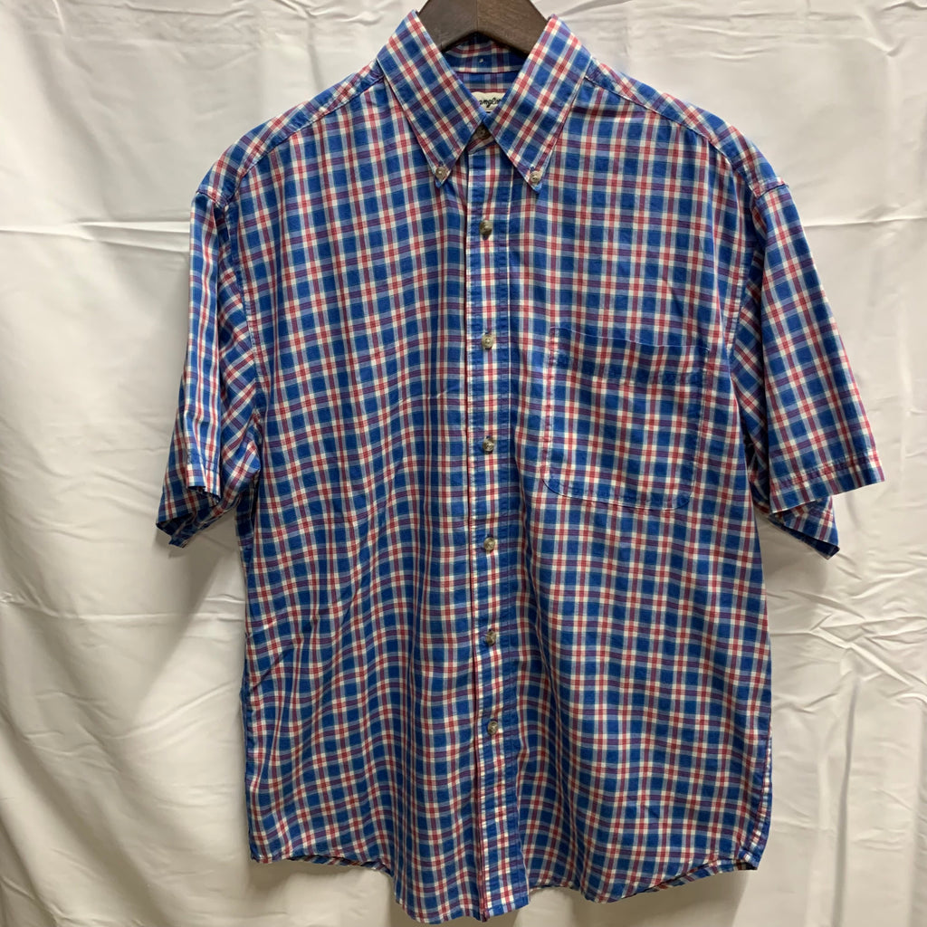 【中古】【古着】Wrangler RIATA チェック S/S シャツ ブルー