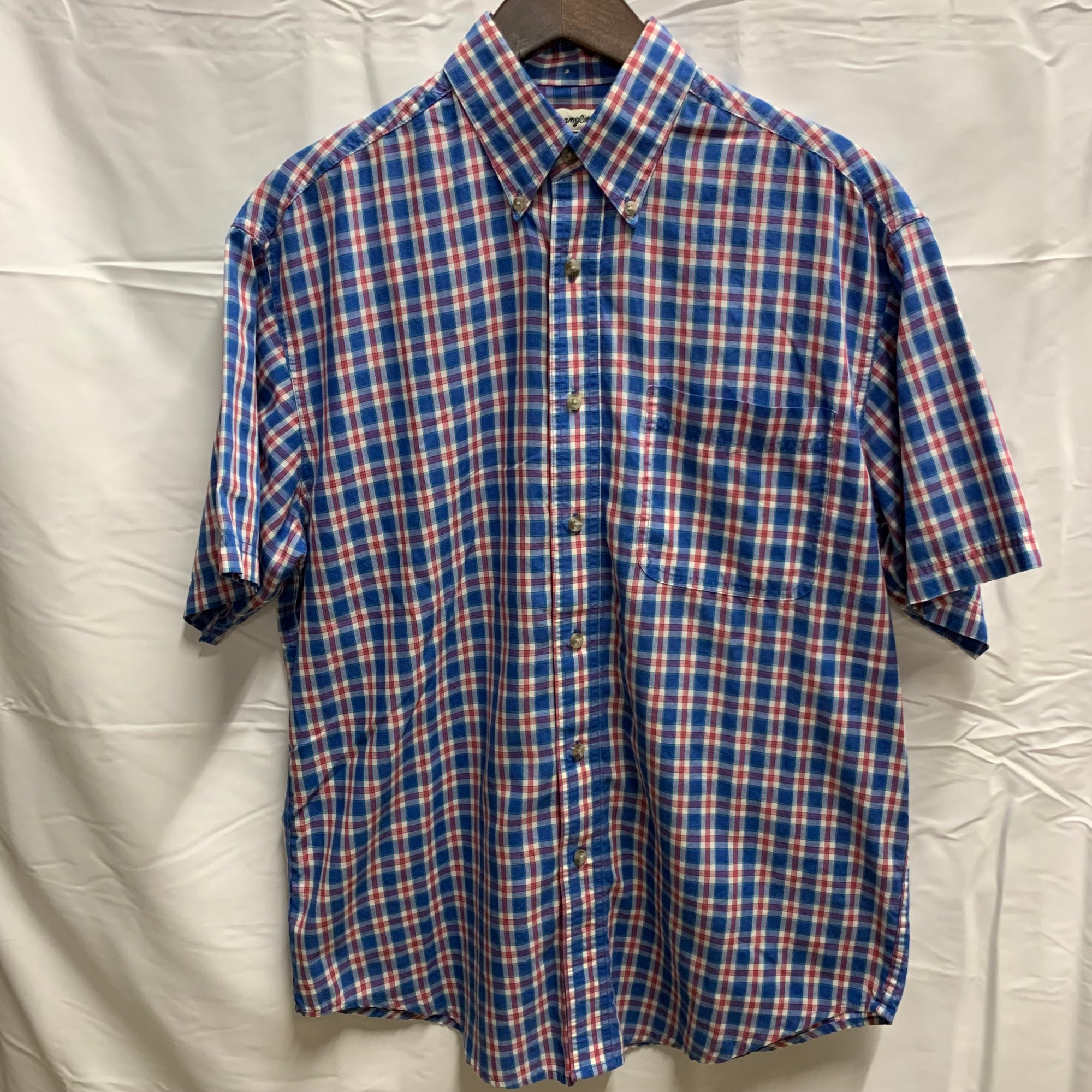 【中古】【古着】Wrangler RIATA チェック S/S シャツ ブルー