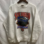 【中古】【古着】ONEITA プリント スウェットトレーナー ホワイト Lサイズ