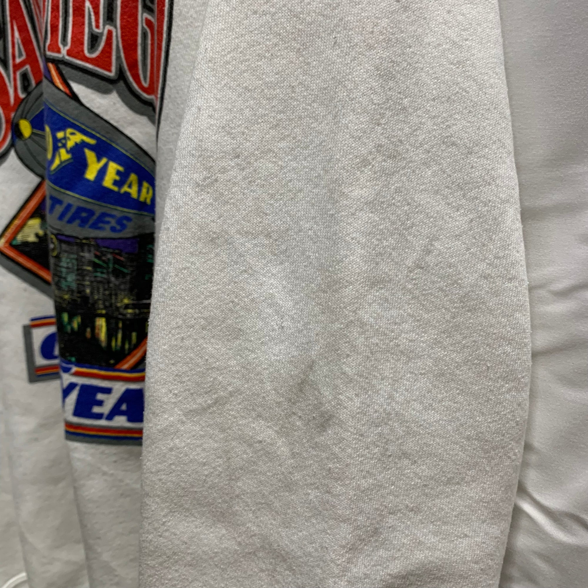 【中古】【古着】ONEITA プリント スウェットトレーナー ホワイト Lサイズ