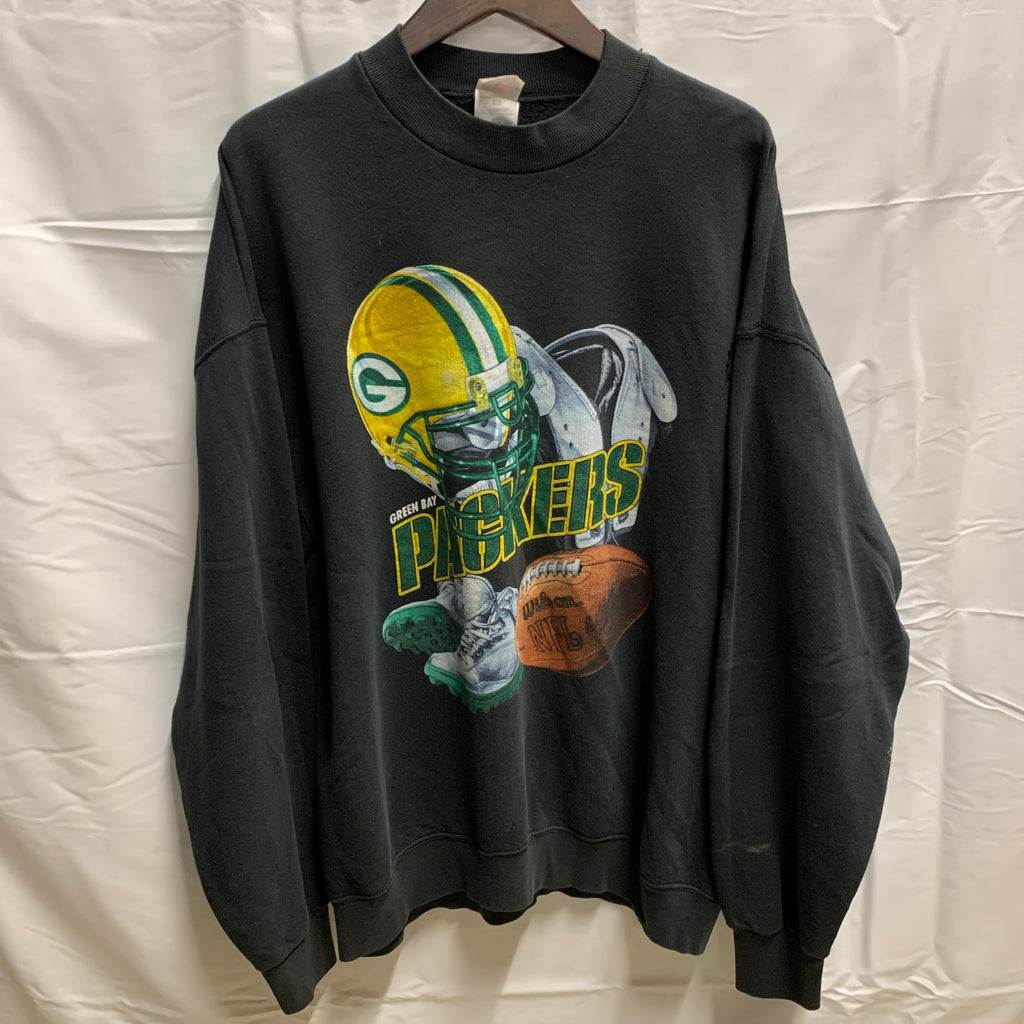 【中古】【古着】FRUIT OF THE ROOM プリント スウェットトレーナー ブラック XLサイズ