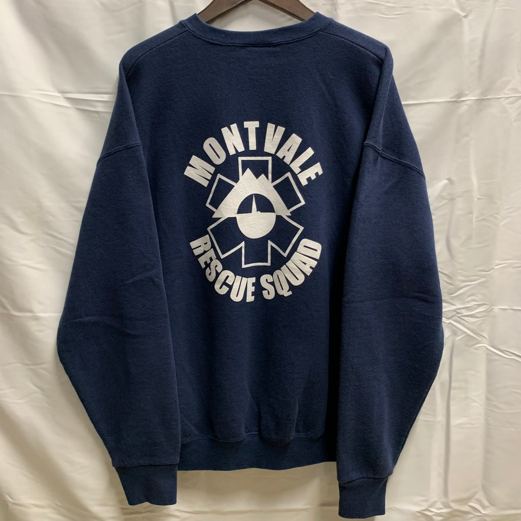 【中古】【古着】FRUIT OF THE ROOM ロゴプリント スウェットトレーナー ネイビー XLサイズ