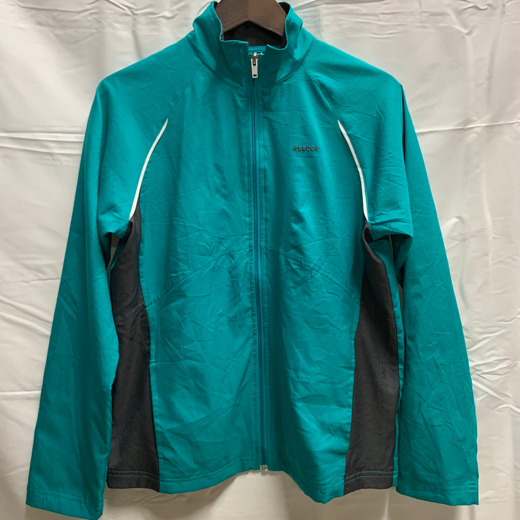 【中古】【古着】Reebok ワンポイント フルジップジャケット ターコイズ Lサイズ