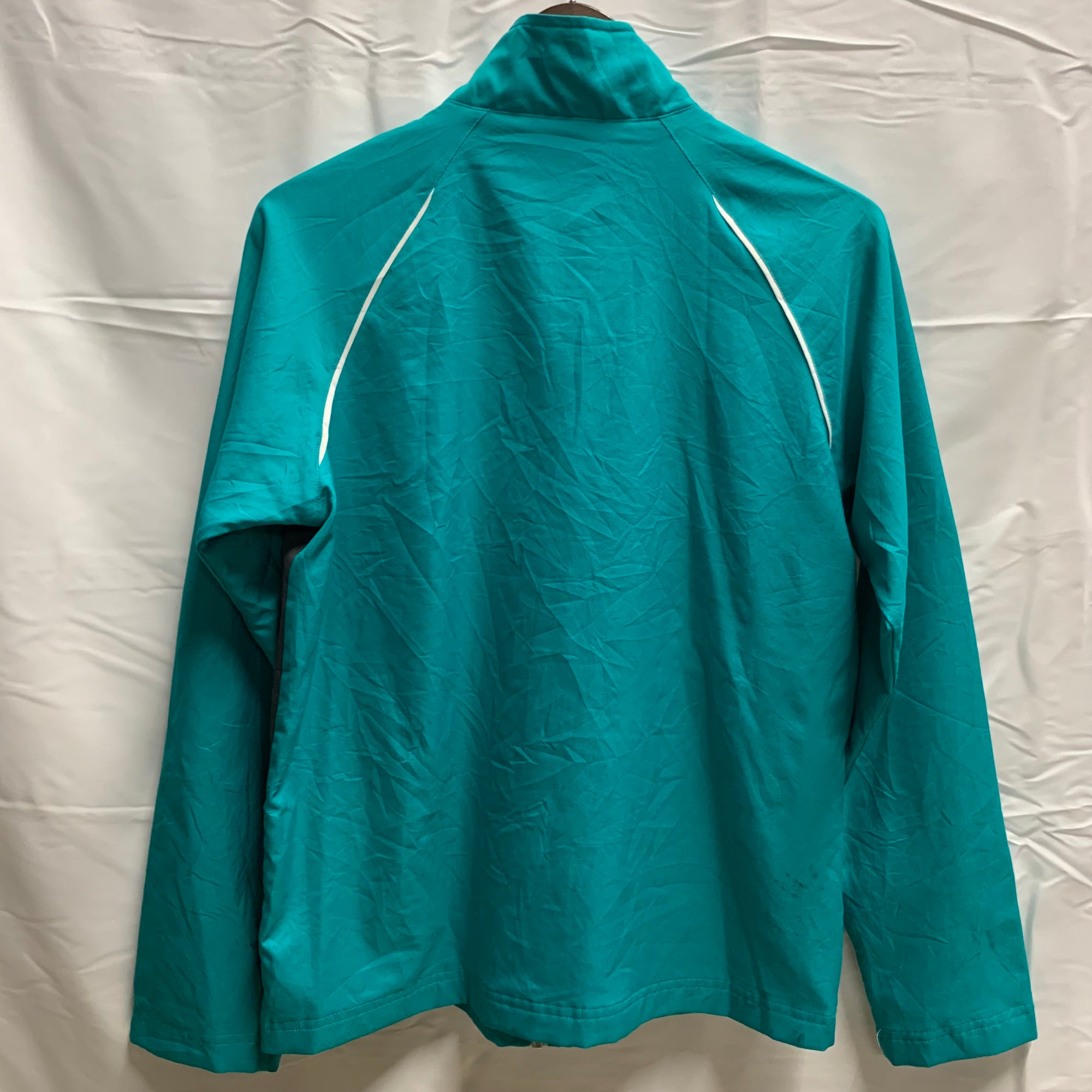 【中古】【古着】Reebok ワンポイント フルジップジャケット ターコイズ Lサイズ