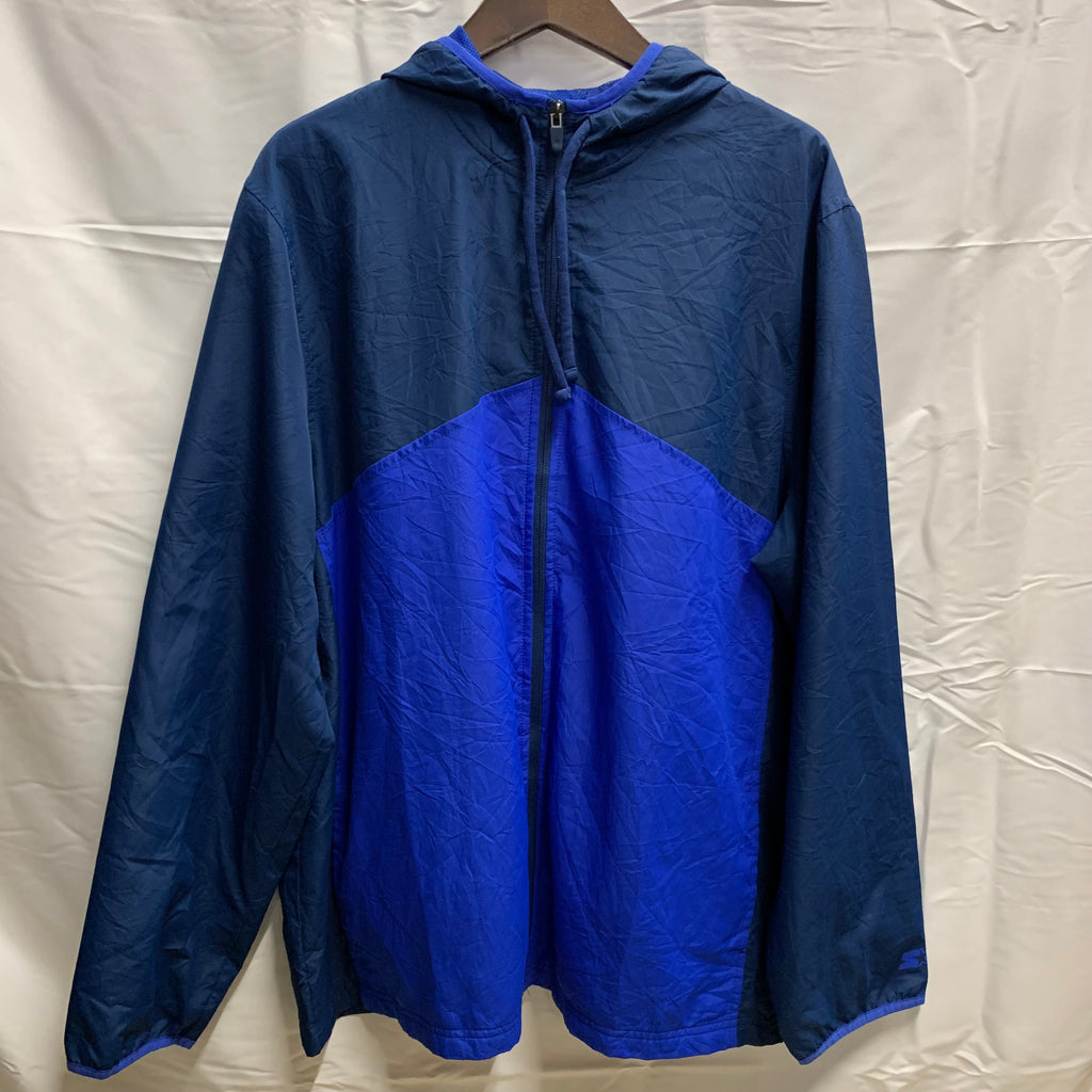 【中古】【古着】Starter カラーブロック フルジップライトジャケット ブルー×ネイビー XLサイズ