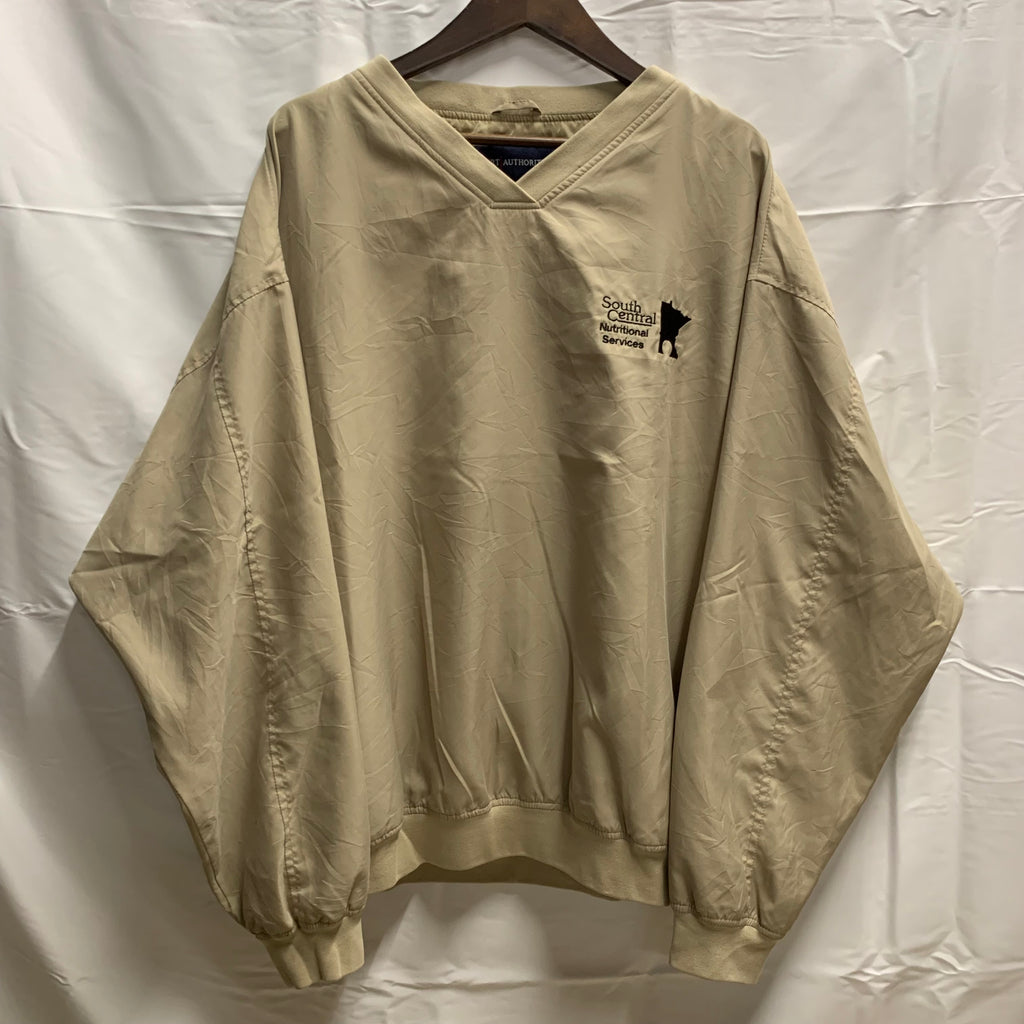 【中古】【古着】PORT AUTHORITY ワンポイント プルオーバージャケット アイボリー XLサイズ