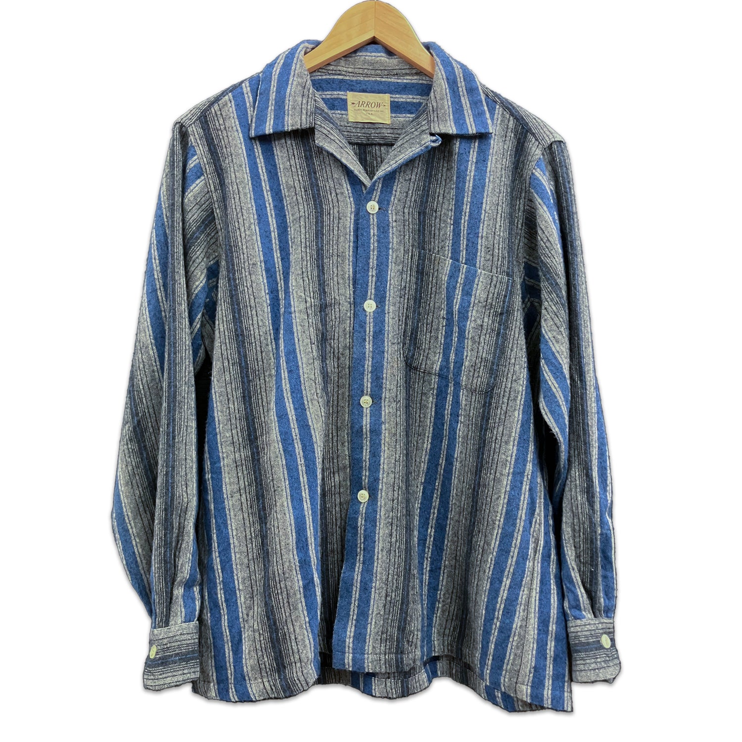 【古着】 60S ARROW L/S シャドーストライプシャツ【ARROW】