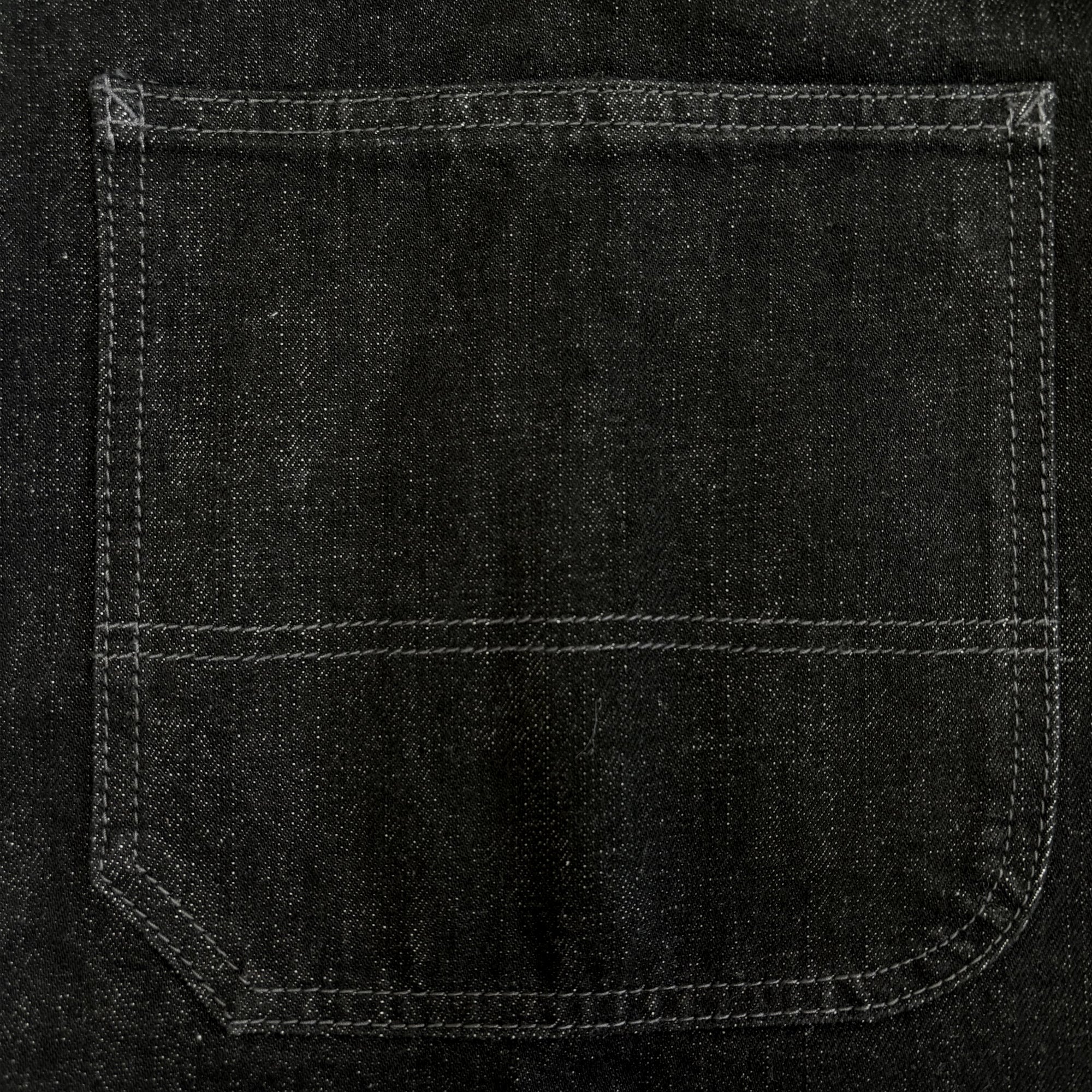 Amber Threads ブラックデニム カバーオールジャケット 右下ポケット ディテール