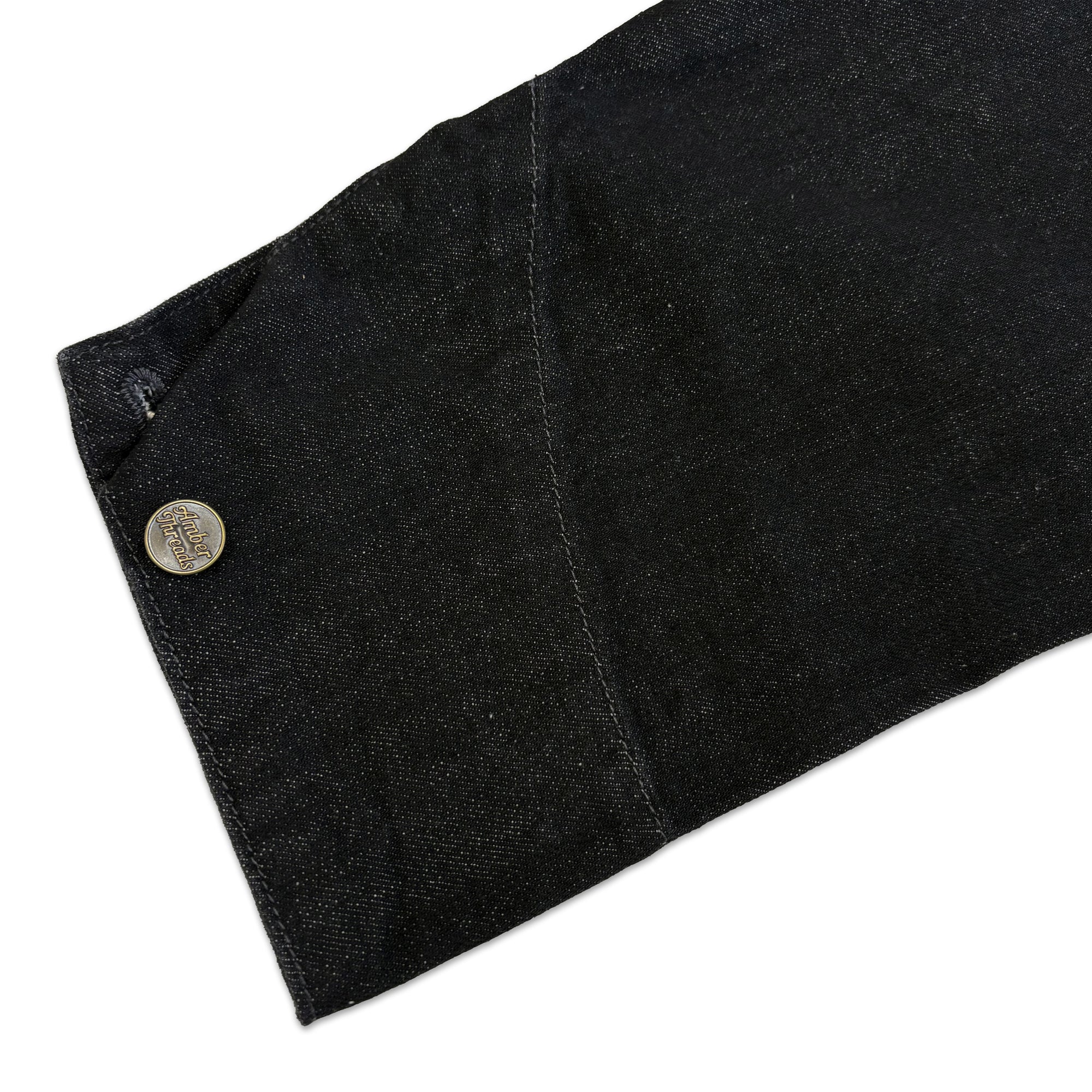 Amber Threads ブラックデニム カバーオールジャケット 左袖口 ステッチ ディテール