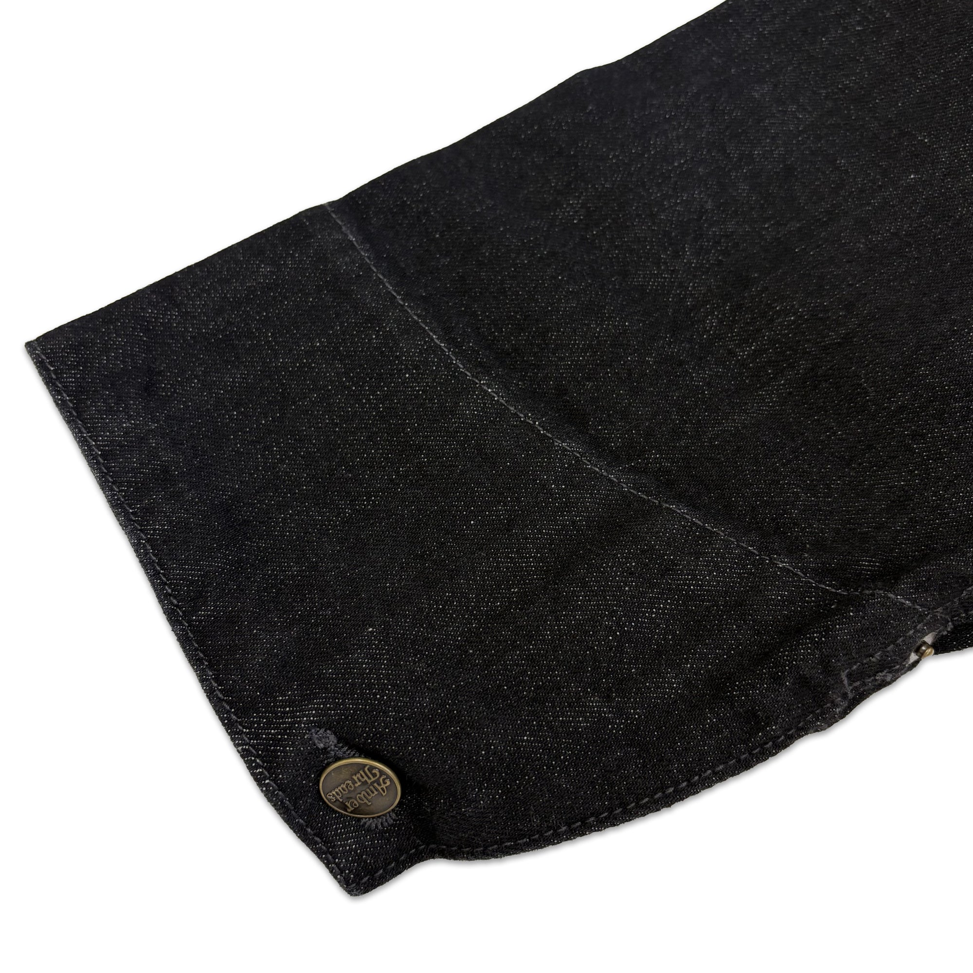 Amber Threads ブラックデニム カバーオールジャケット 左袖口 ステッチ ディテール