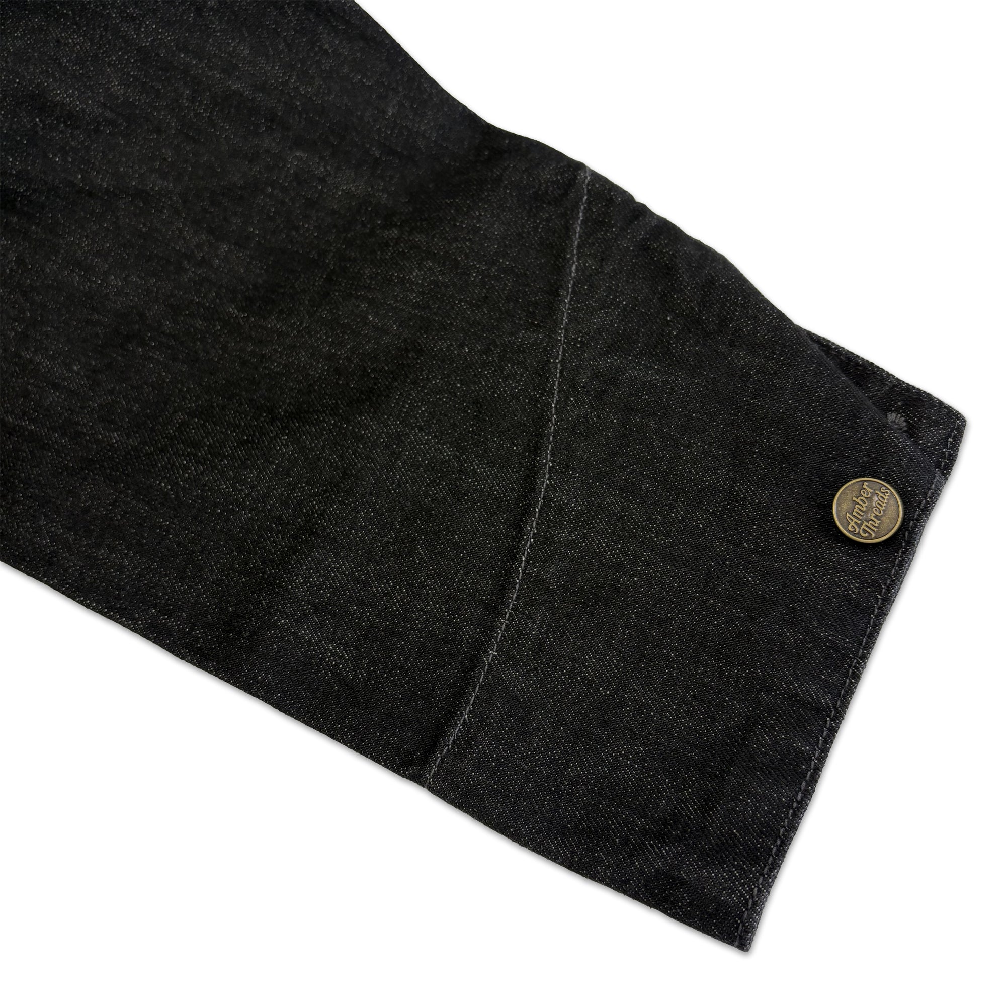 Amber Threads ブラックデニム カバーオールジャケット 右袖口 ステッチ ディテール