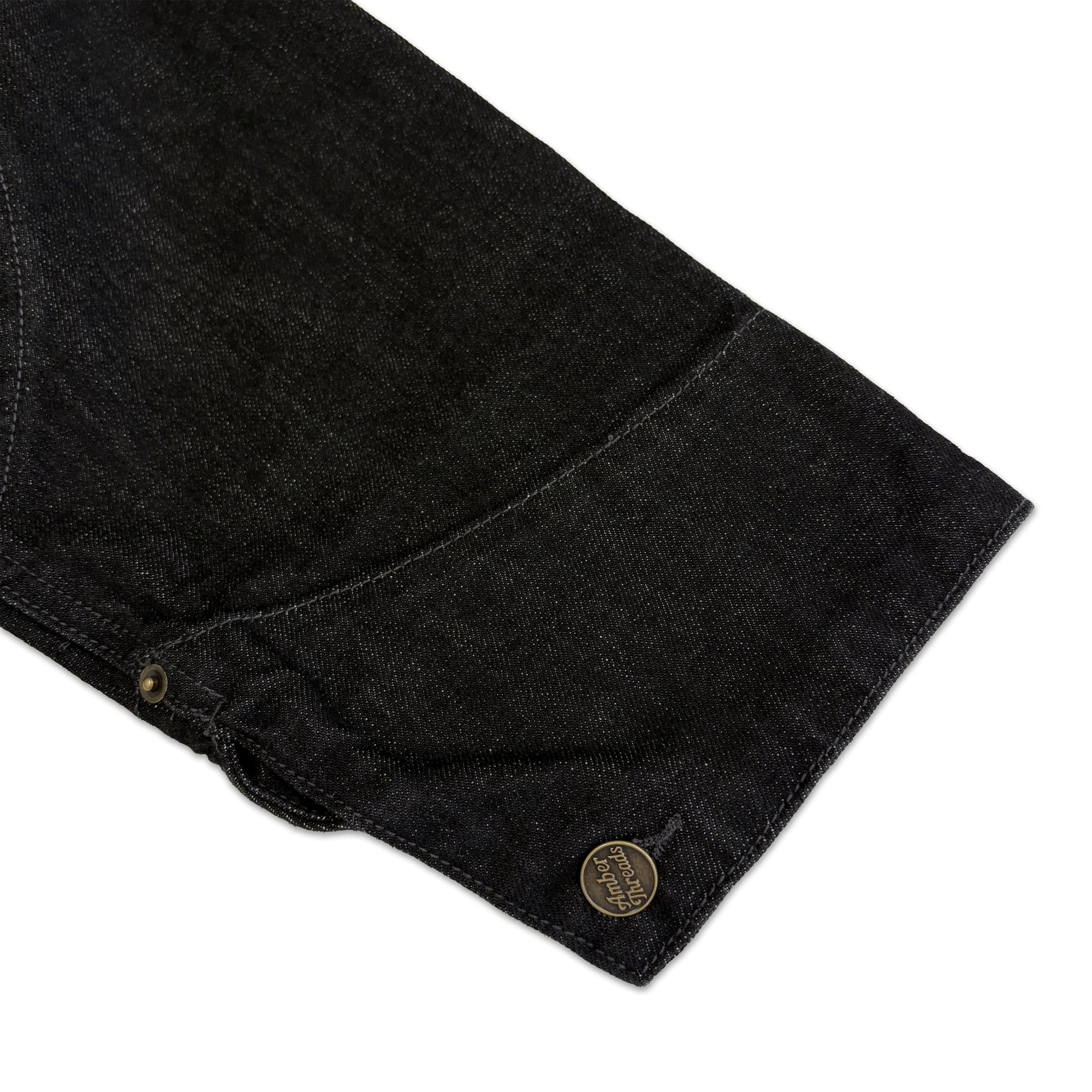 Amber Threads ブラックデニム カバーオールジャケット 右袖口 ステッチ ディテール