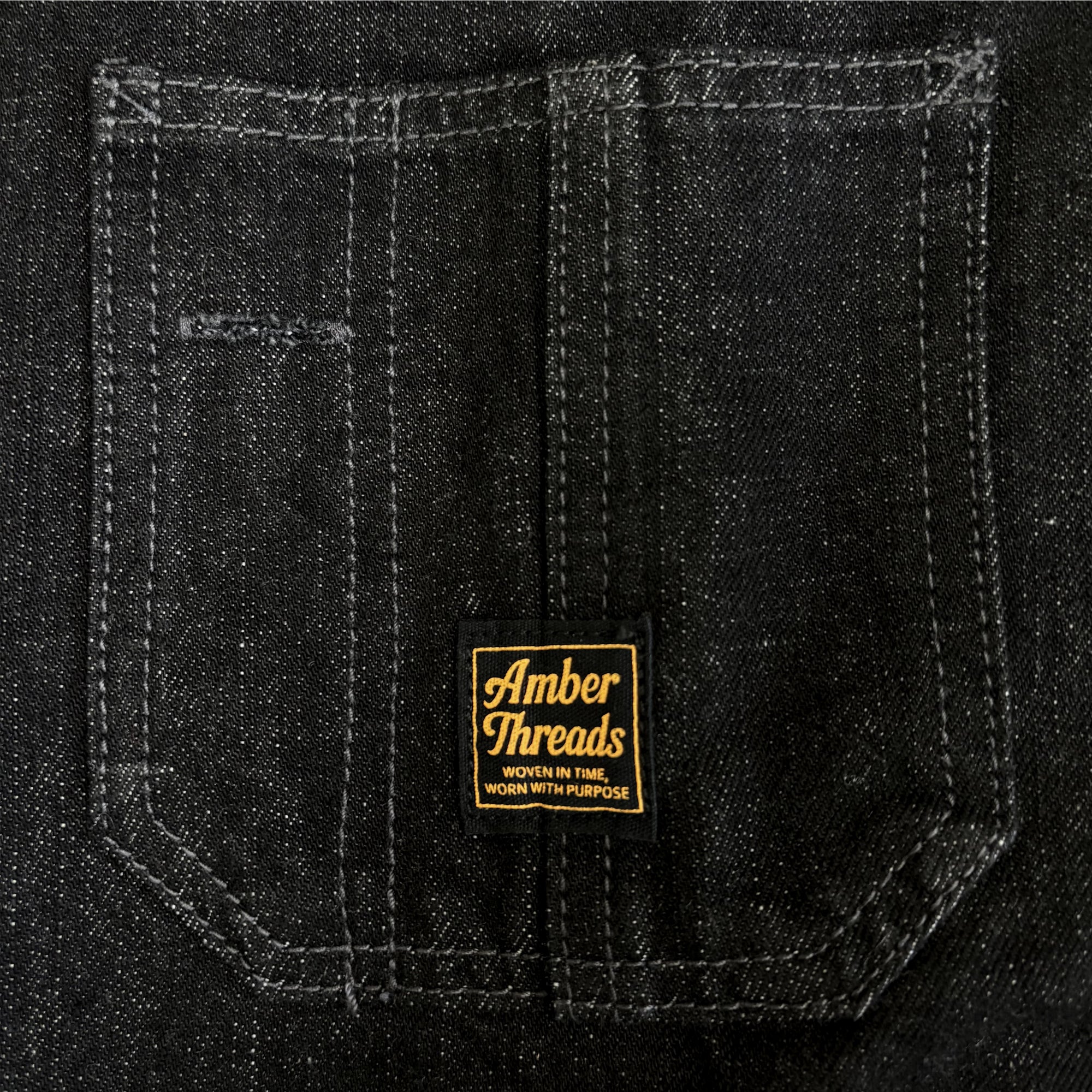 Amber Threads ブラックデニム カバーオールジャケット 左胸ポケット ディテール