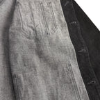 アパレルブランドAmber Threads(アンバースレッズ)のカバーオール ブラックデニム、3シーズン着まわせる万能アウター。見返し。