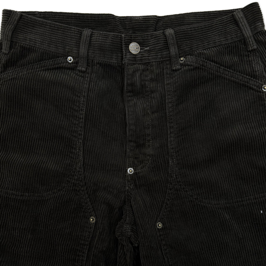アパレルブランドAmber Threads(アンバースレッズ)のダブルニー ペインターパンツ コーデュロイ、オールシーズン着まわせる万能ズボン。ウエスト部分のアップ。