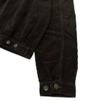 アパレルブランドAmber Threads(アンバースレッズ)のコーデュロイ ハリントンジャケット、3シーズン着まわせる万能アウター。右側背面ボタンと右袖の袖口ボタン部分。