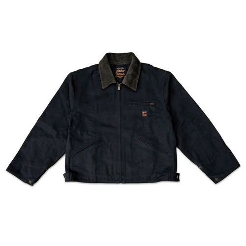 アパレルブランドAmber Threads(アンバースレッズ)のジャケット 襟コーデュロイ コットンキャンバス、3シーズン着まわせる万能アウター。正面のスタイル。