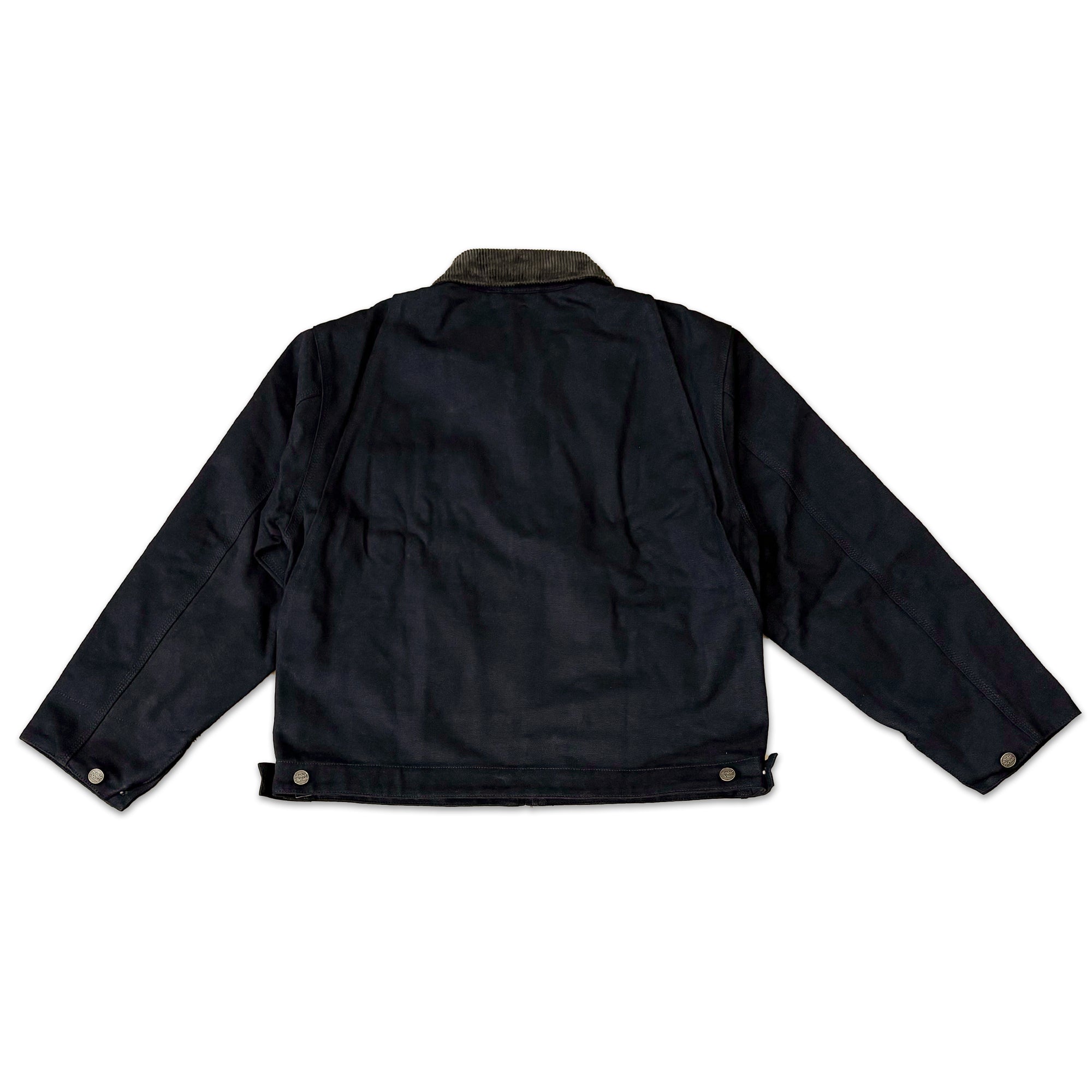 アパレルブランドAmber Threads(アンバースレッズ)のジャケット 襟コーデュロイ コットンキャンバス、3シーズン着まわせる万能アウター。背面のスタイル。