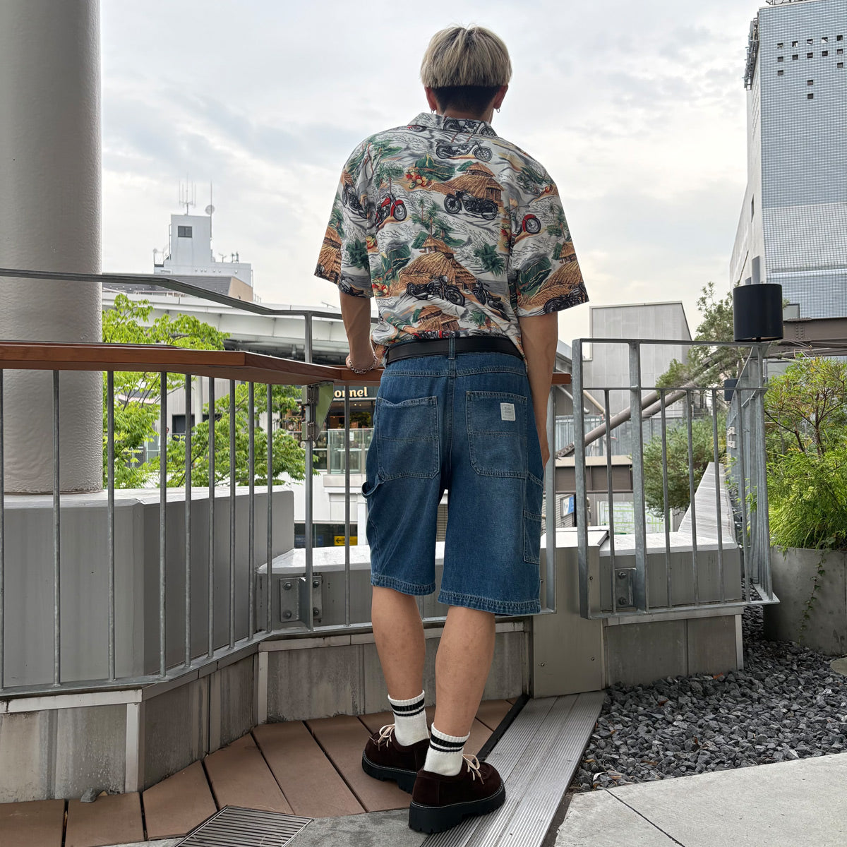 デニムペインターショートパンツ / Denim Painter Short Pant【Amber Street】