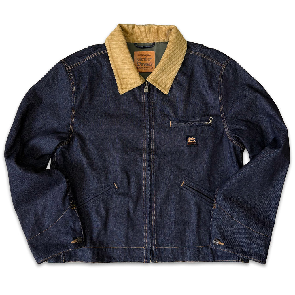 ジャケット 襟コーデュロイ デニムキャンバス / Denim Tracker Jacket 【Amber Threads】