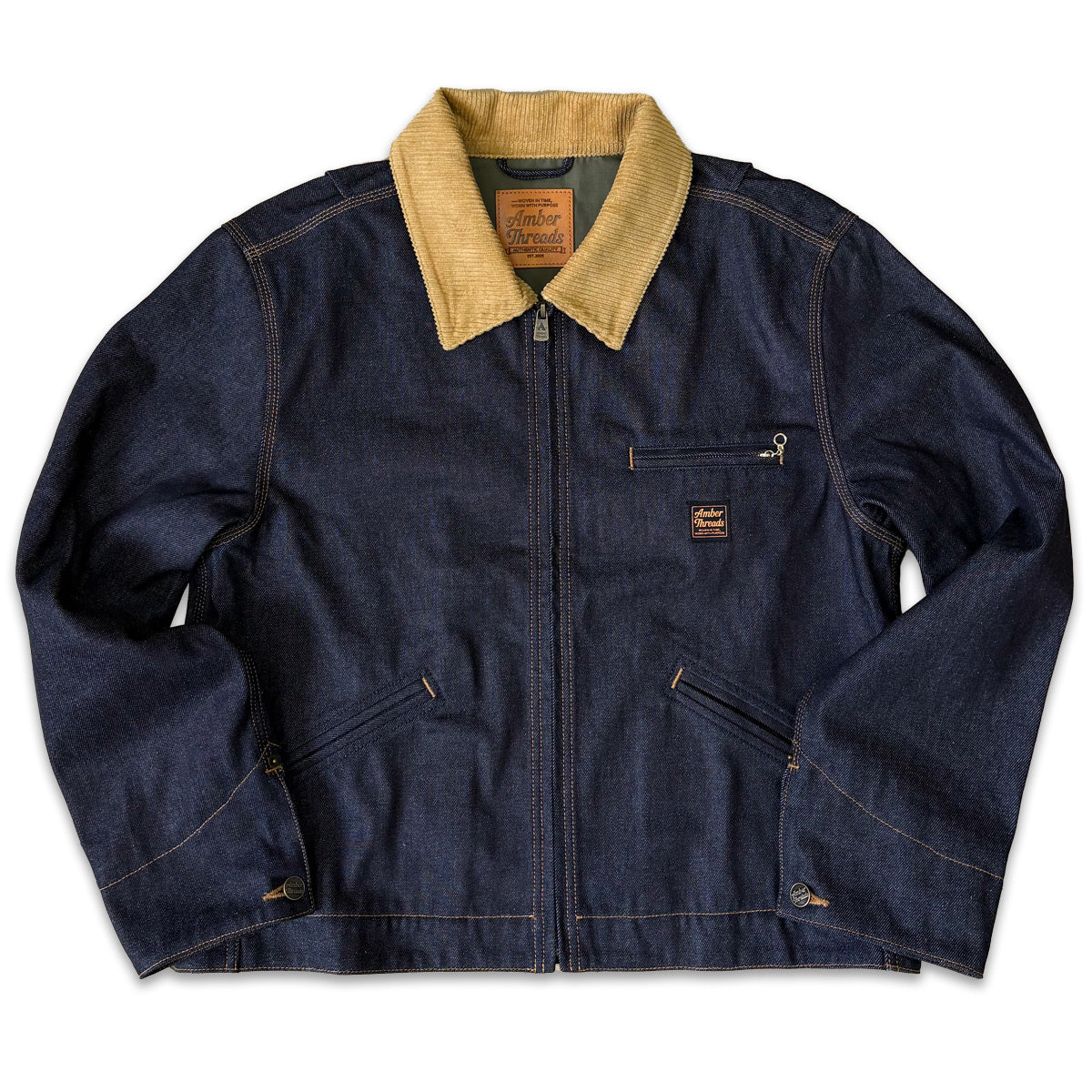 ジャケット 襟コーデュロイ デニムキャンバス / Denim Tracker Jacket 【Amber Threads】