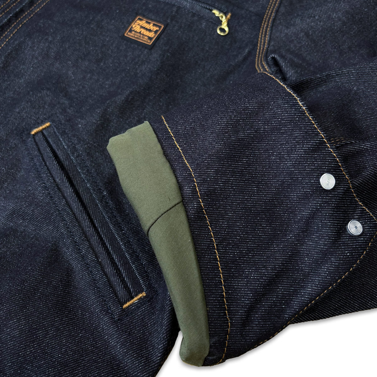 ジャケット 襟コーデュロイ デニムキャンバス / Denim Tracker Jacket 【Amber Threads】