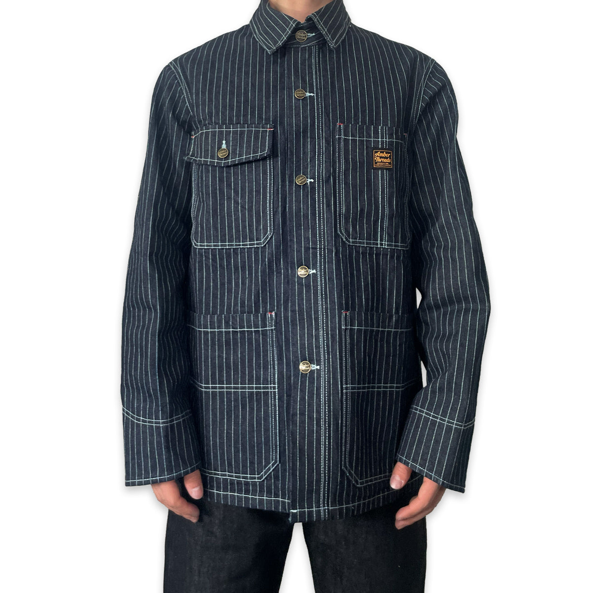 13オンス ヒッコリーデニム カバーオールジャケット/ Hickory Coverall Jacket 【Amber Threads】