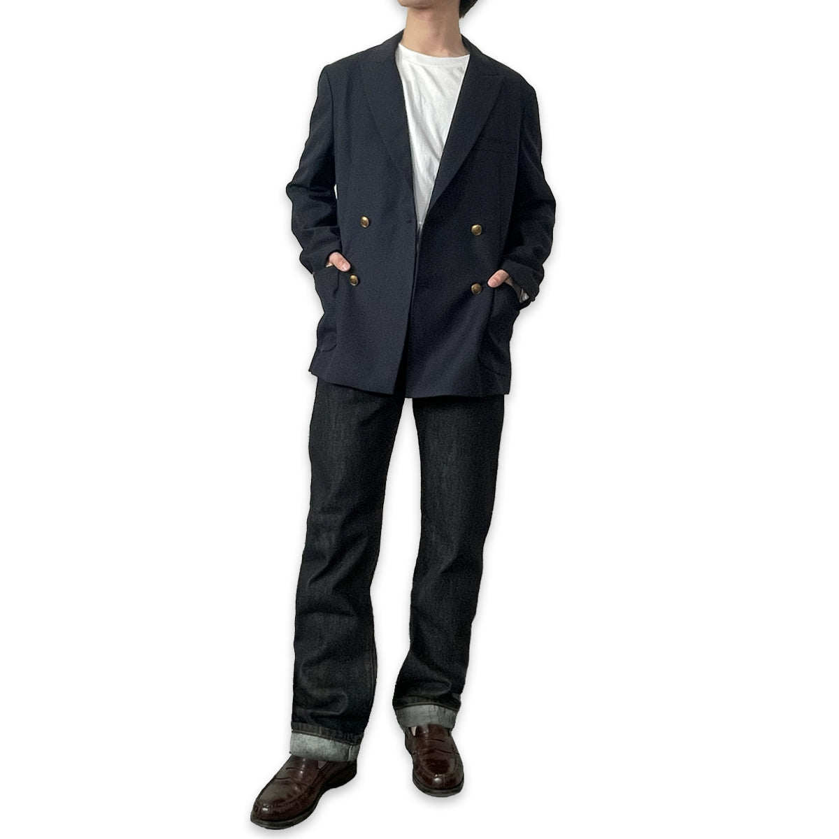ダブルボタン アイビー 紺ブレザー / Ivy Double Button Navy Jacket 【Amber Threads】