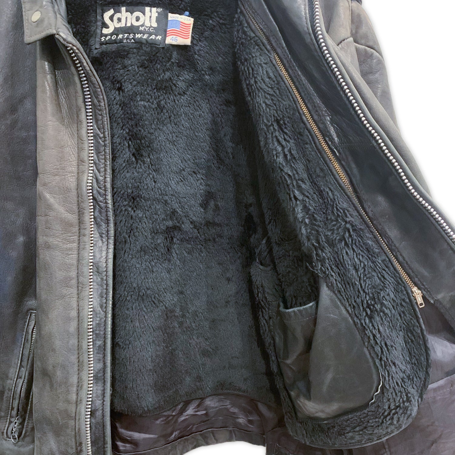 【古着】 Schott レザーシングルライダースジャケット 90s USA製【Schott】