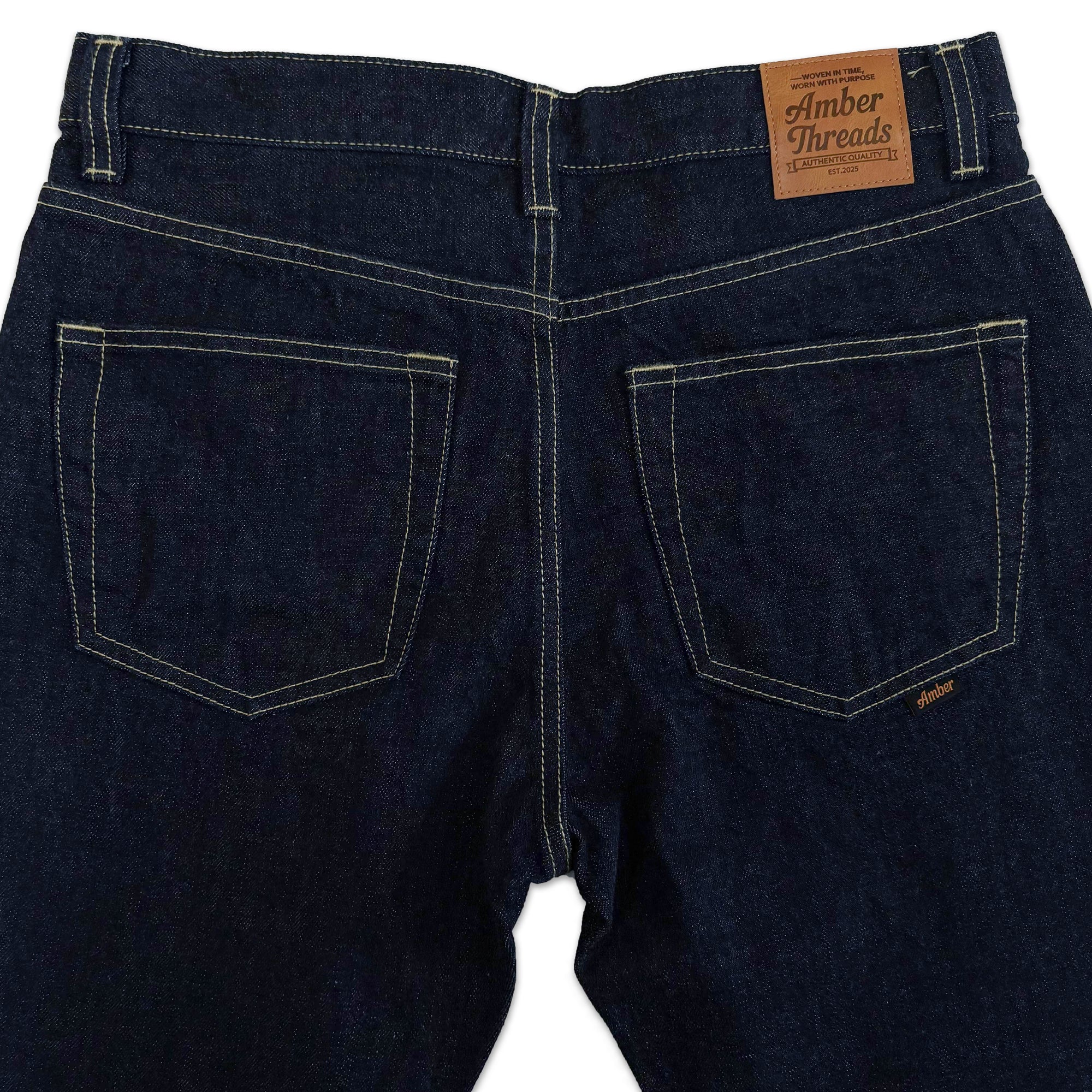Amber Threads レギュラーストレート デニムパンツ 背面 ヒップポケット ディテール