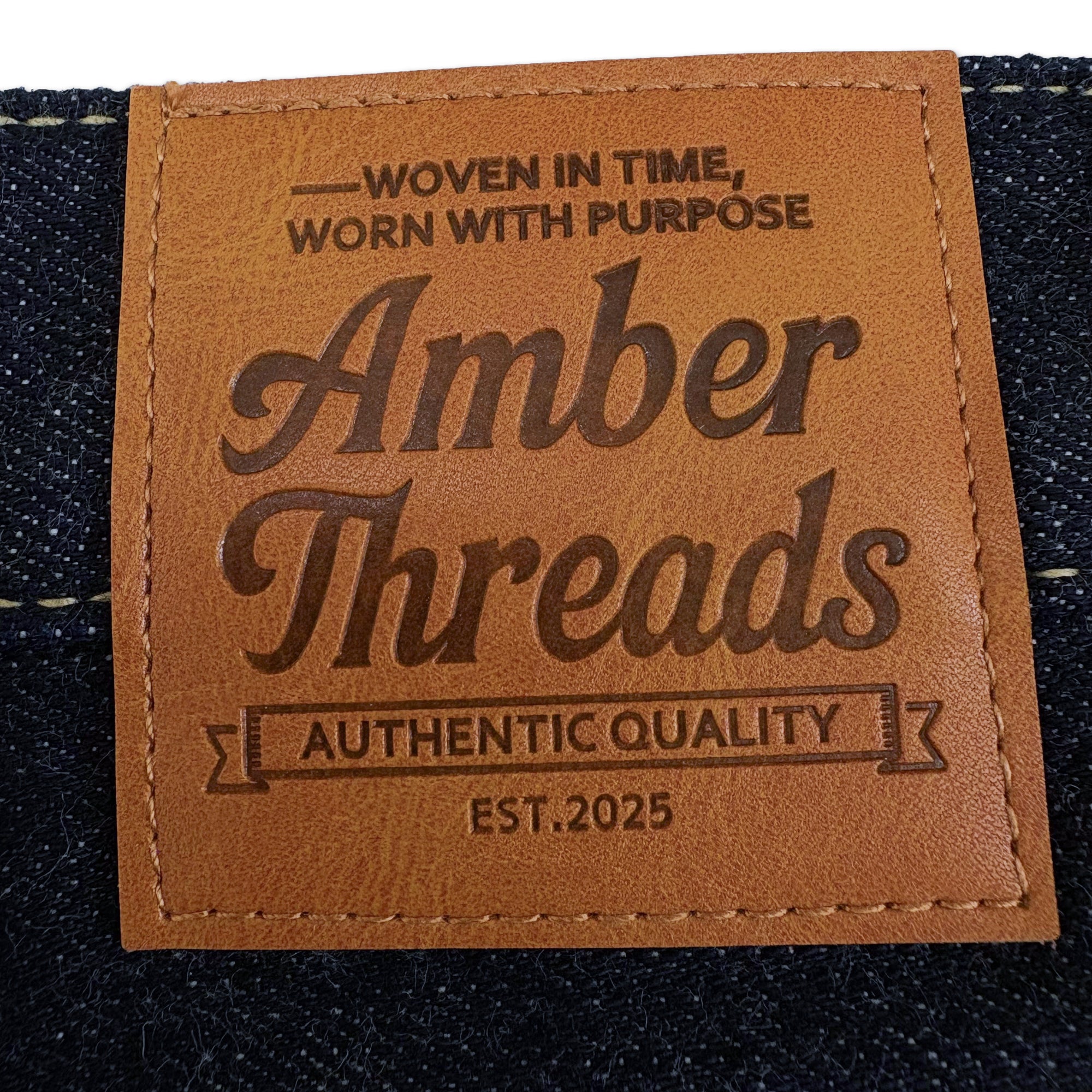 Amber Threads レギュラーストレート デニムパンツ ブランド本革タグ