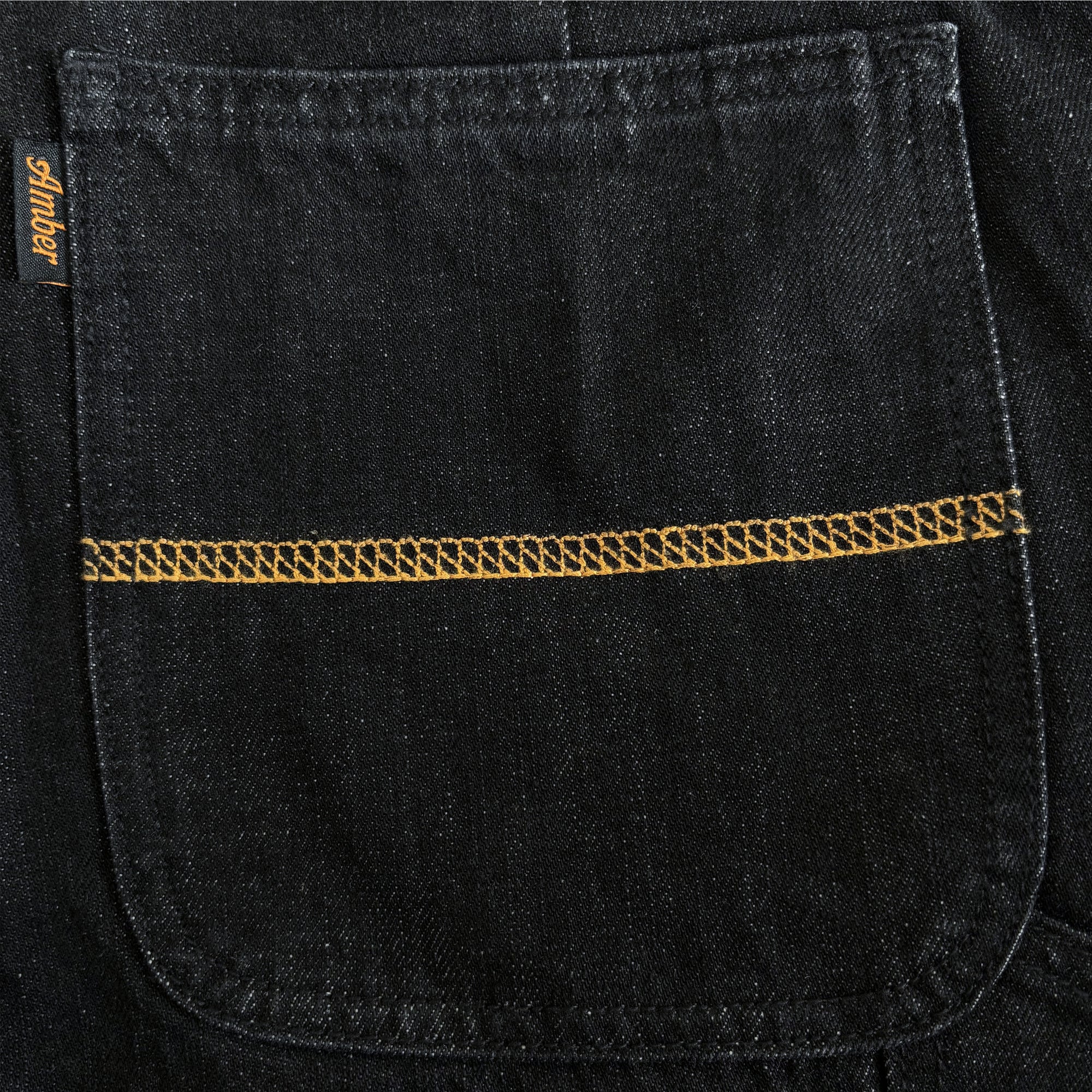 Amber Threads ブラックデニム ルーズペインターパンツ 背面 右ポケット ディテール