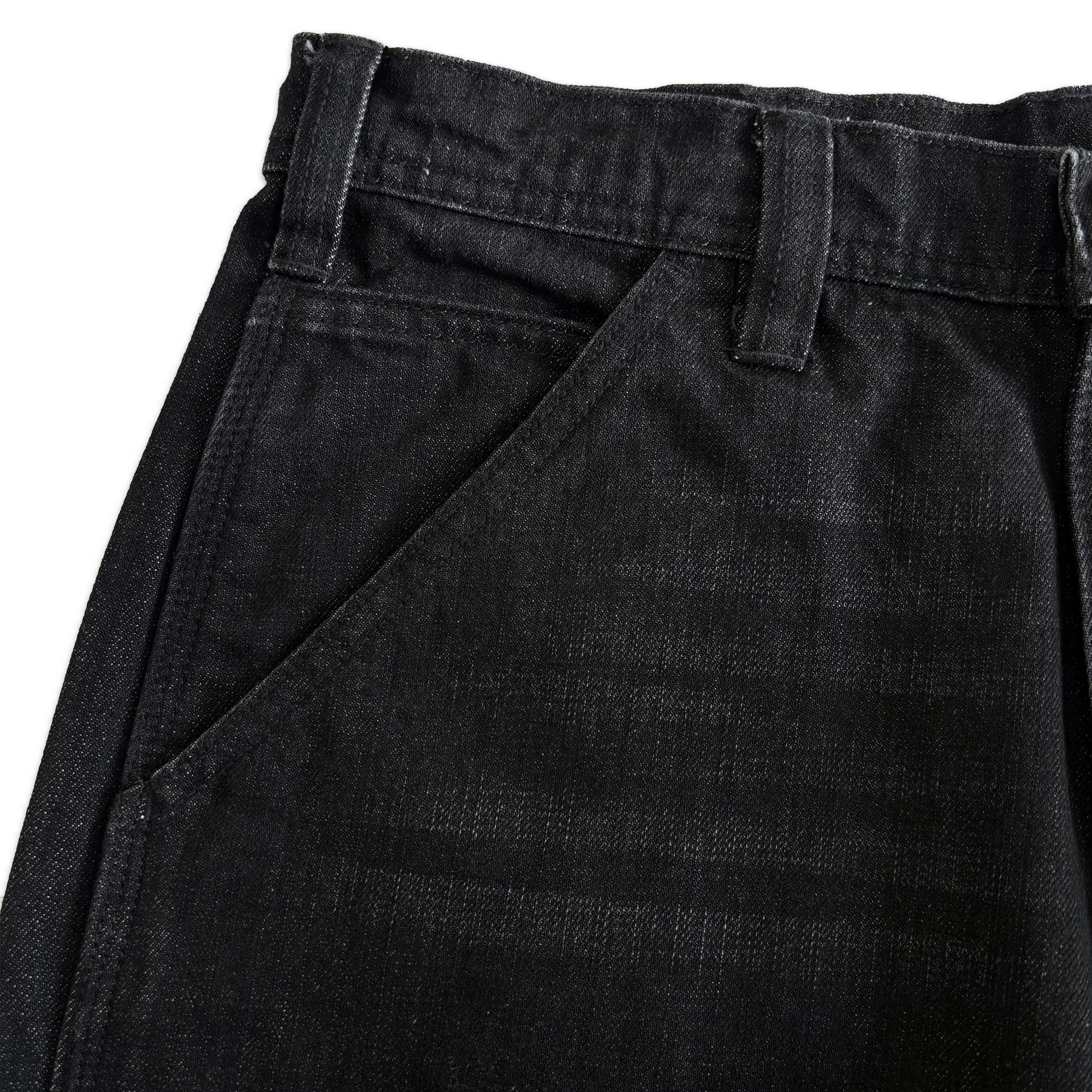 Amber Threads ブラックデニム ルーズペインターパンツ 右ポケット ディテール